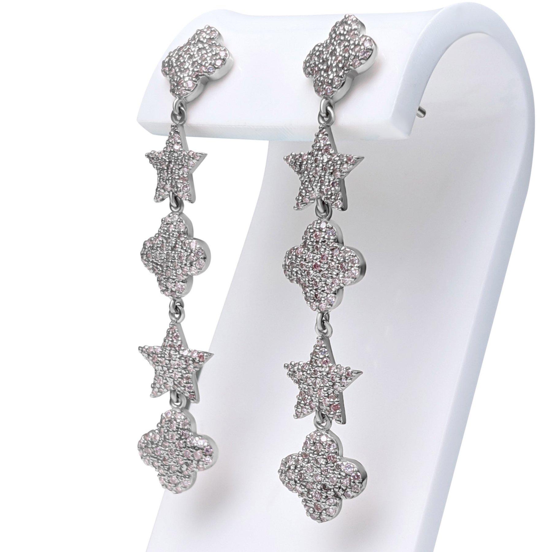 Women's NO RESERVE! 1.01 Cttw Fancy Light Pink Diamonds - 14 kt. White gold - Earrings For Sale