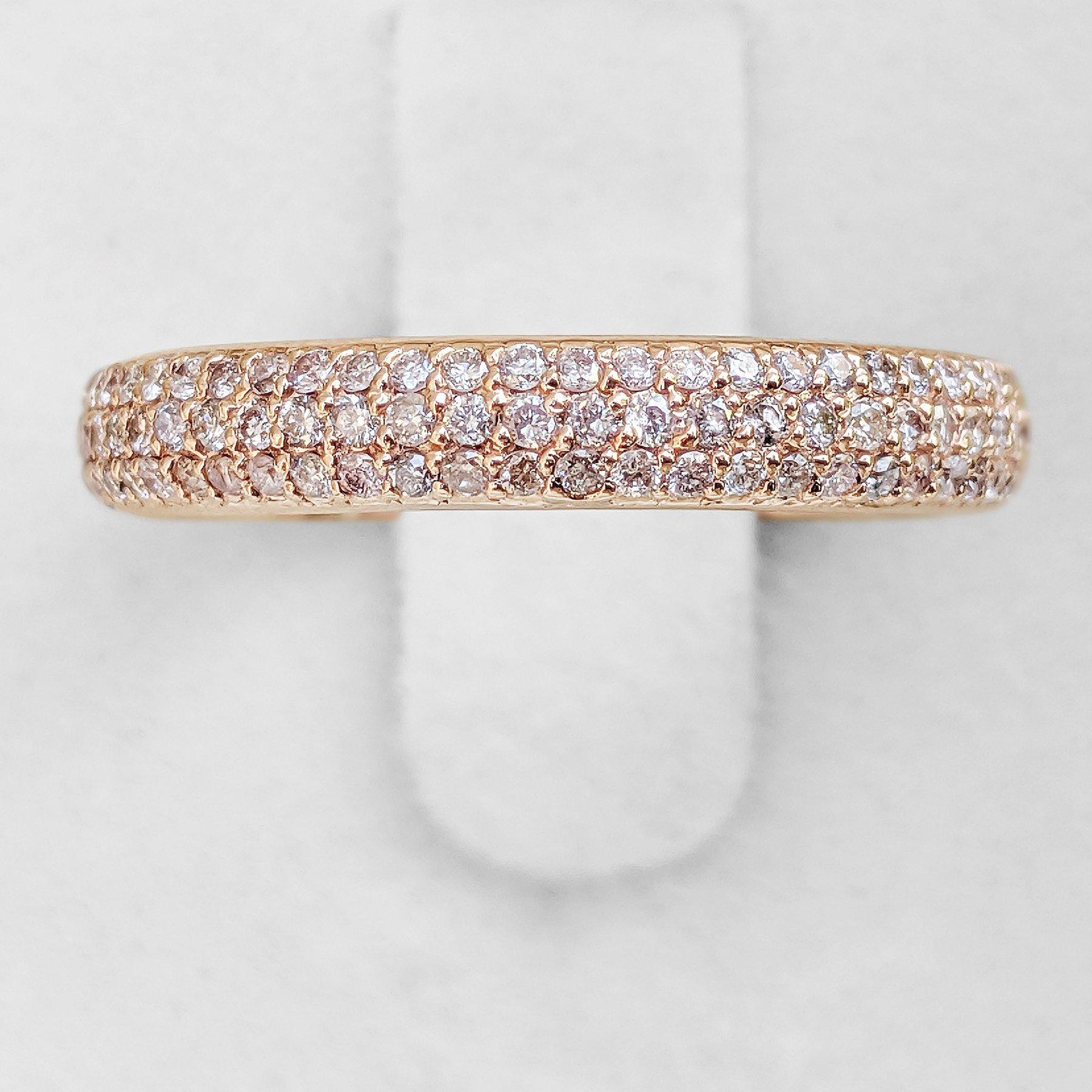Art Deco NO RESERVE! 1.01Ct Fancy Diamonds Eternity Band - 14 kt. Rose gold - Ring For Sale