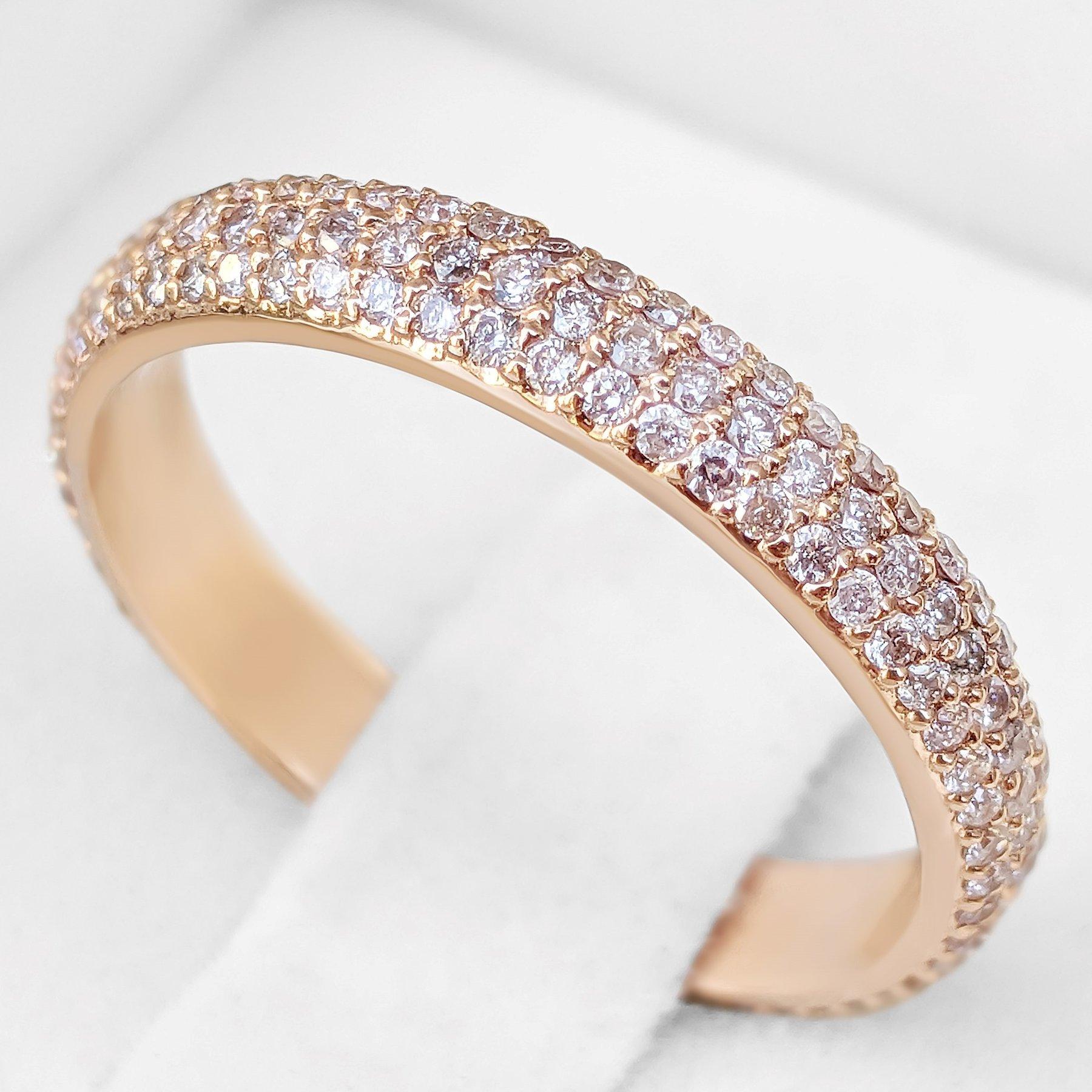 Women's NO RESERVE! 1.01Ct Fancy Diamonds Eternity Band - 14 kt. Rose gold - Ring For Sale