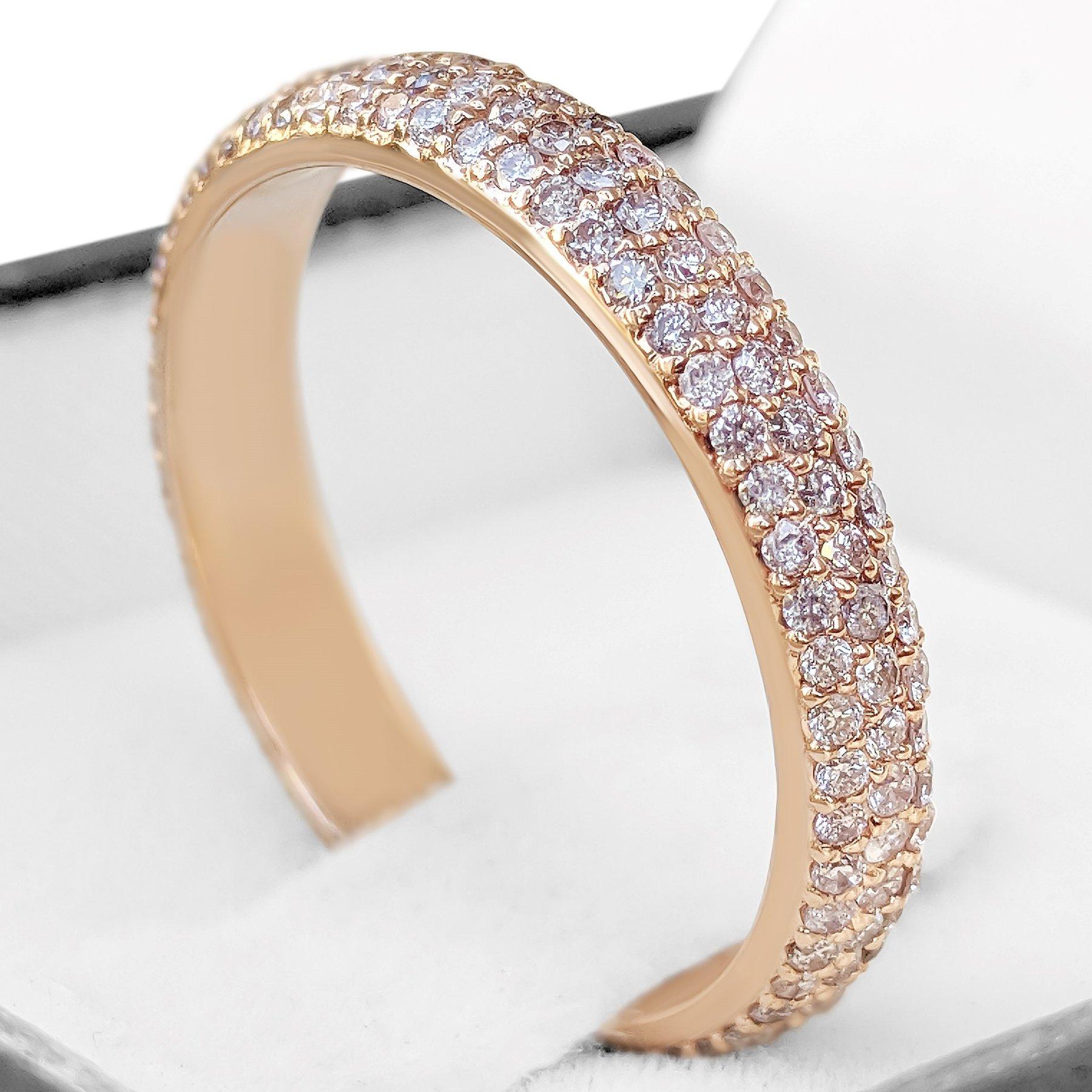 NO RESERVE! 1.01Ct Fancy Diamonds Eternity Band - 14 kt. Rose gold - Ring For Sale 1