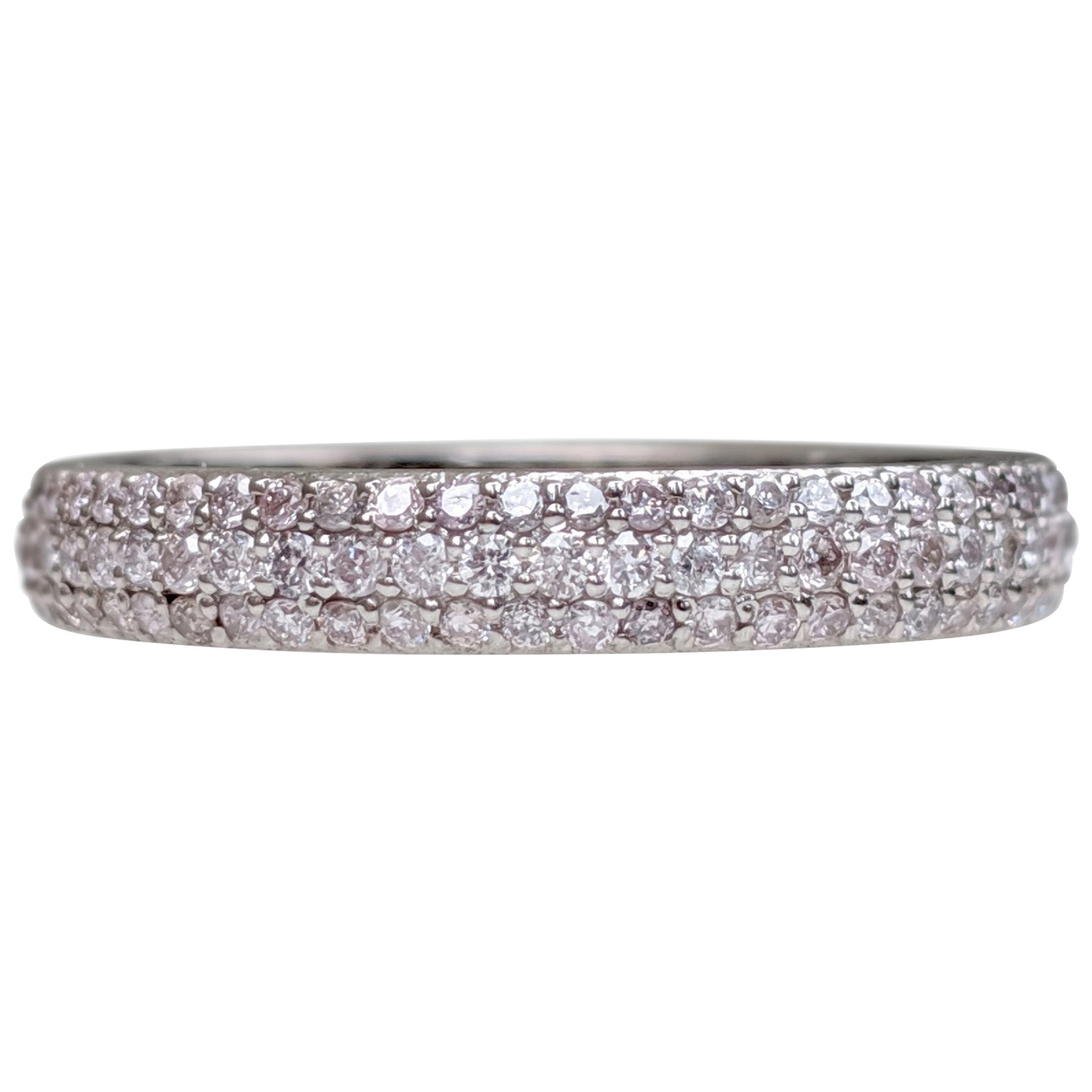 NOTRE anneau d'éternité en diamants fantaisie de 1,01 carat - 14 carats Or blanc - Bague en vente