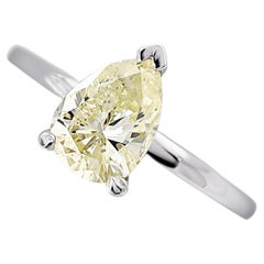 NO RESERVE - 1.02 Fancy Yellow Pear Diamond Solitaire Ring 14K White Gold