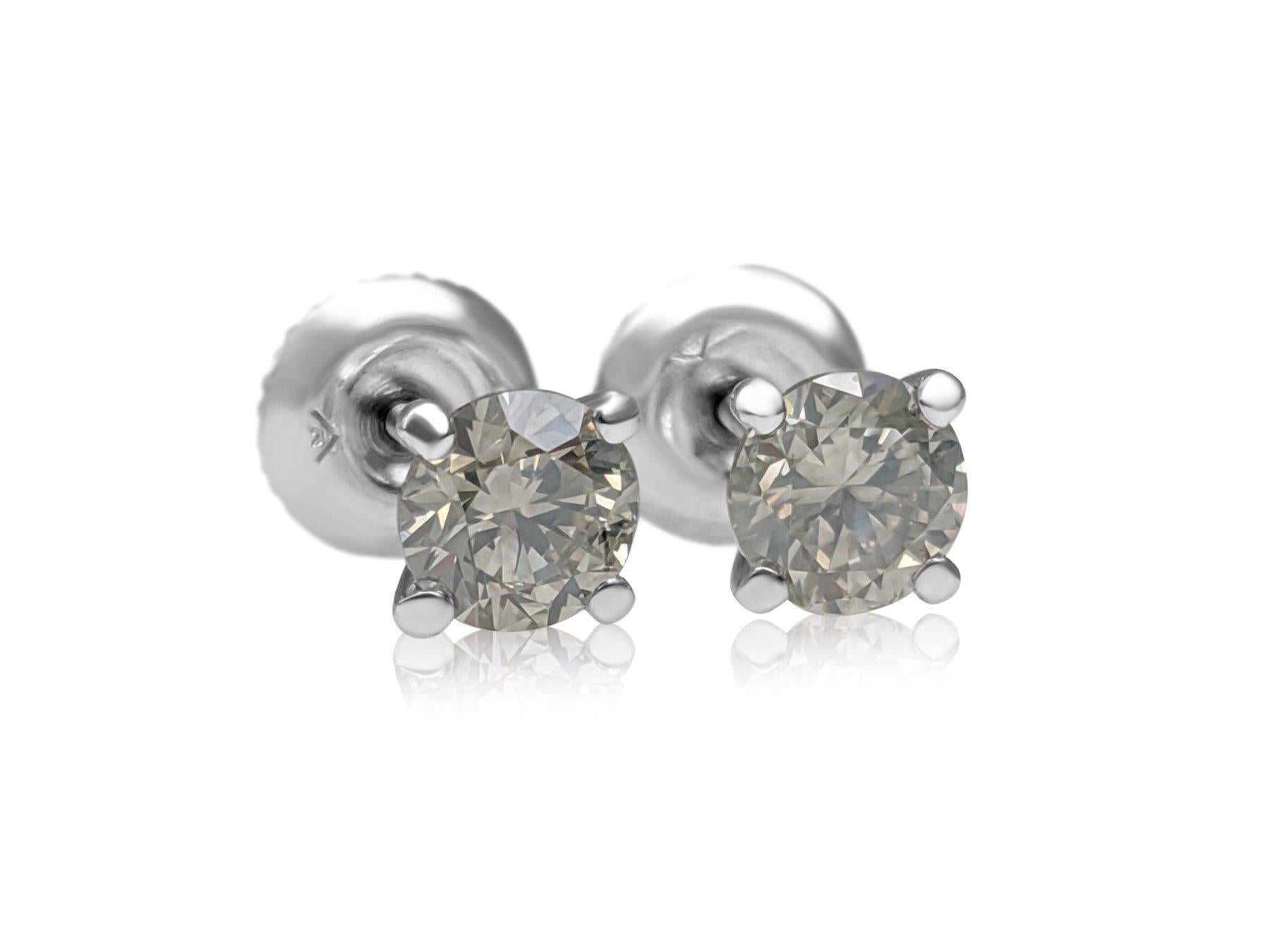 NO RESERVE! 1,03 Karat Diamant - 14 kt. Weißgold - Ohrringe (Rundschliff)