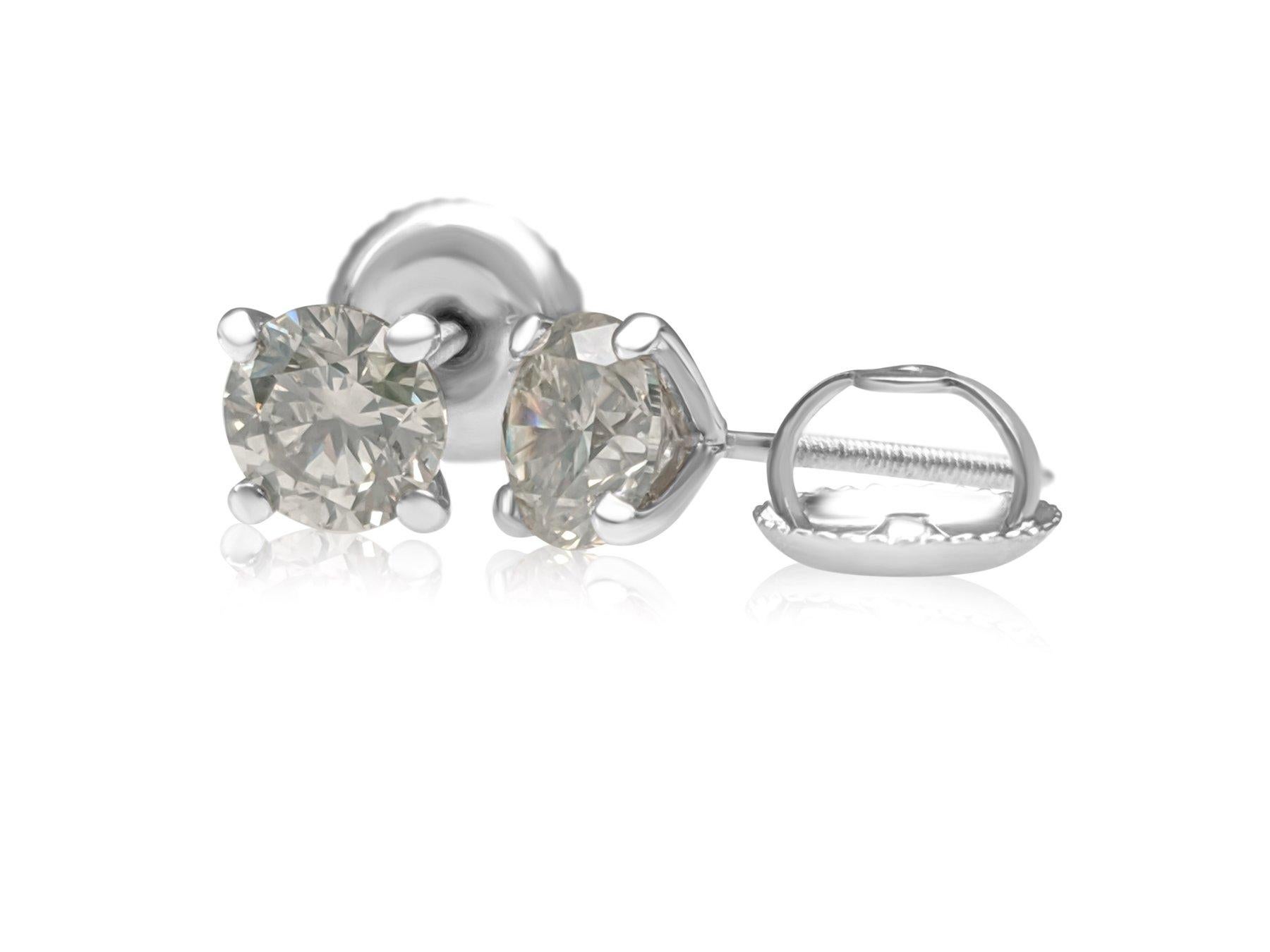 NO RESERVE! 1,03 Karat Diamant - 14 kt. Weißgold - Ohrringe Damen