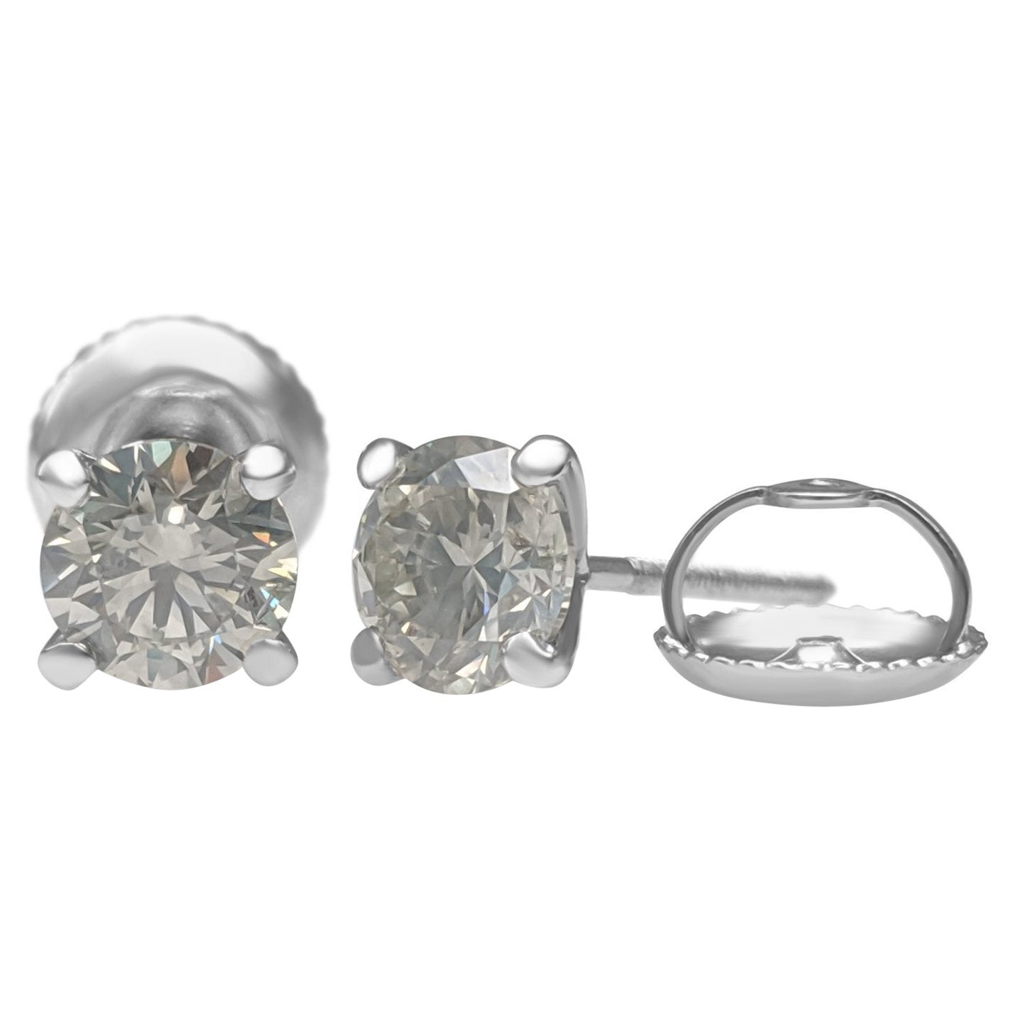 NO RESERVE! 1,03 Karat Diamant - 14 kt. Weißgold - Ohrringe