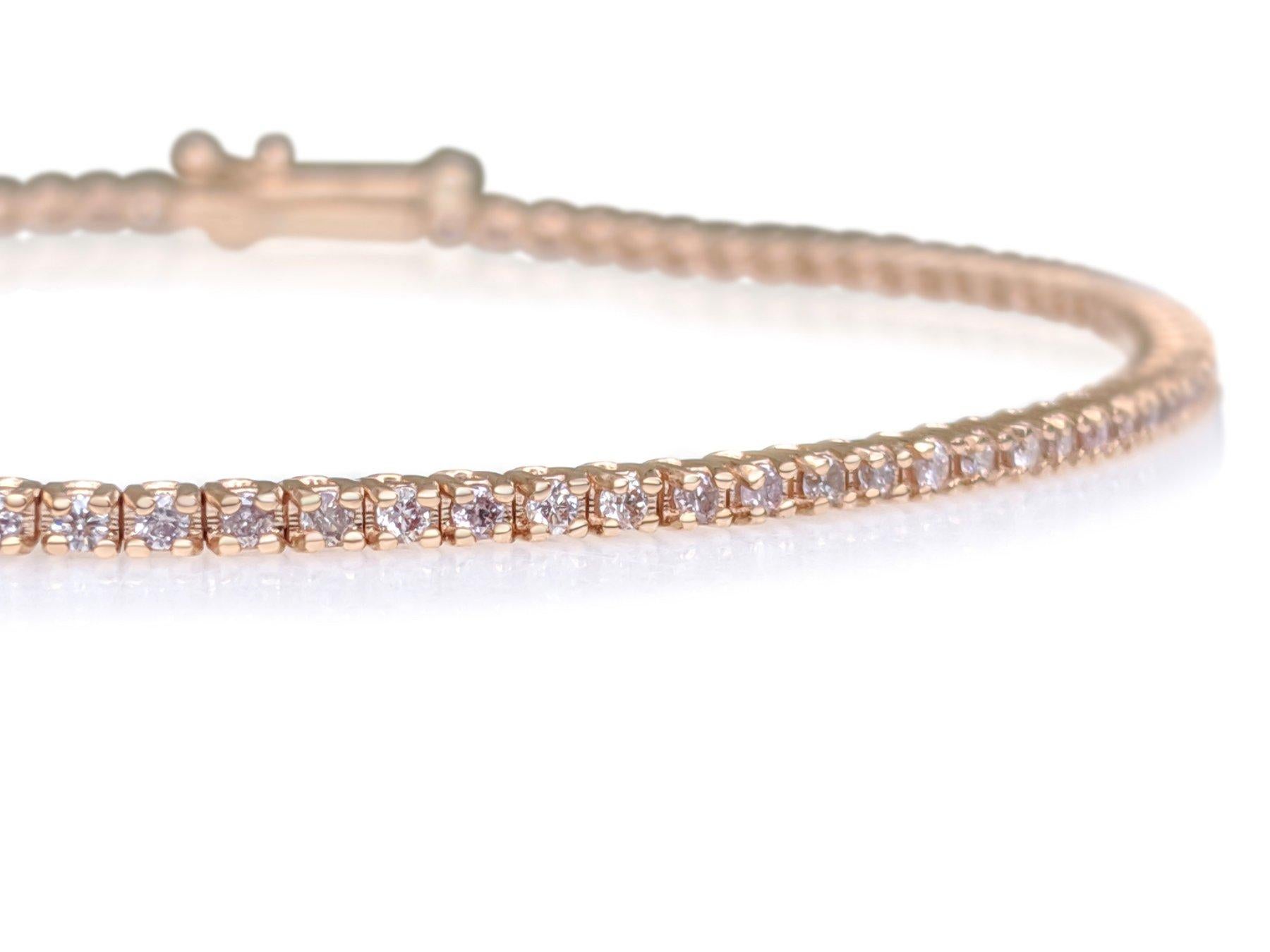 KEIN RESERVE! 1.04Ct Fancy Light Pink Diamond Tennis 14K Roségold-Armband (Art déco) im Angebot