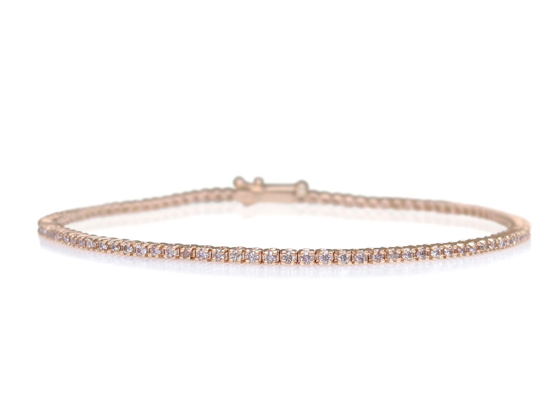 KEIN RESERVE! 1.04Ct Fancy Light Pink Diamond Tennis 14K Roségold-Armband im Zustand „Neu“ im Angebot in Ramat Gan, IL
