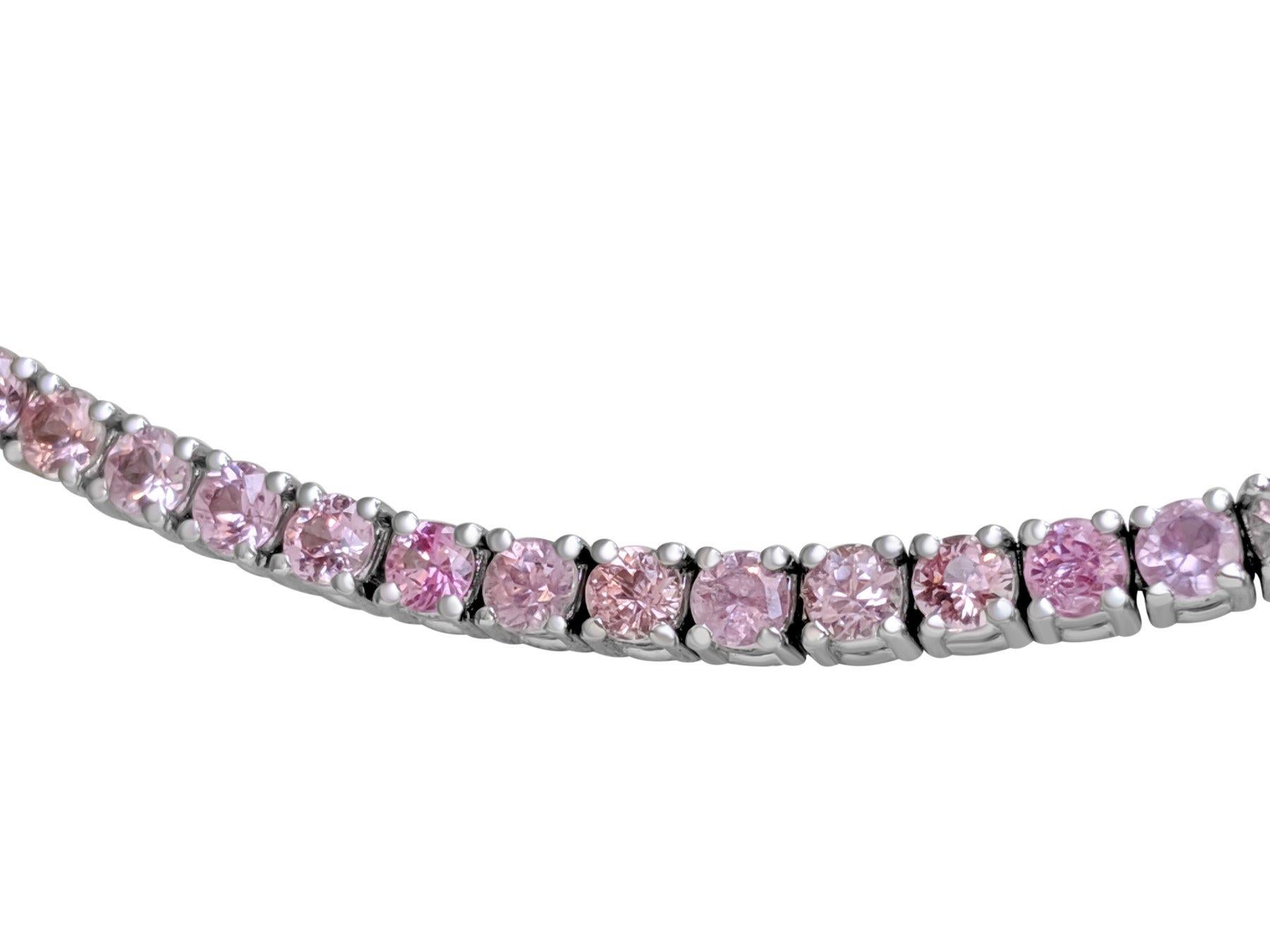 Art Deco NO RESERVE!  10.51ct Pink Sapphire - 14K White Gold - Necklace For Sale