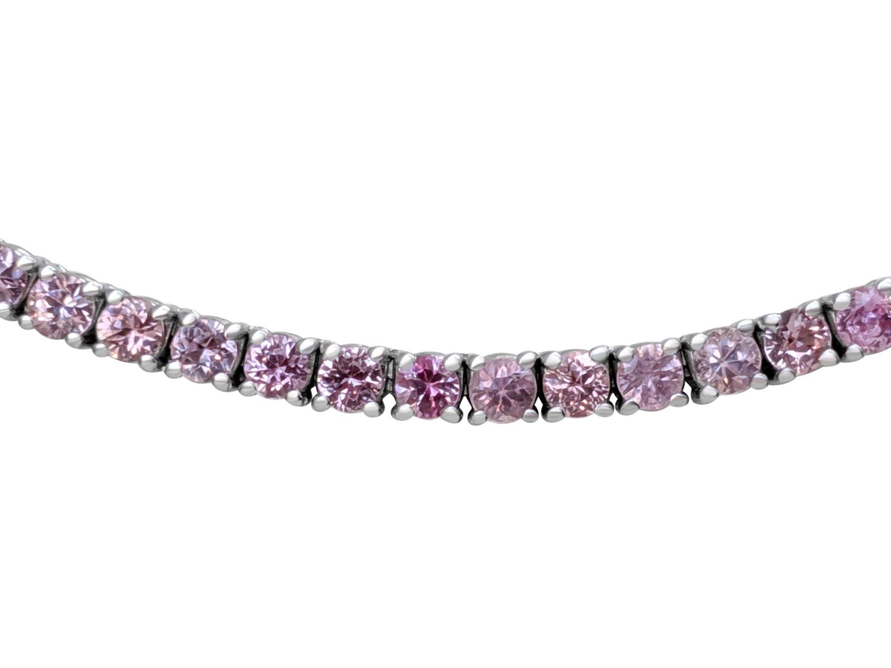 Round Cut NO RESERVE!  10.51ct Pink Sapphire - 14K White Gold - Necklace For Sale