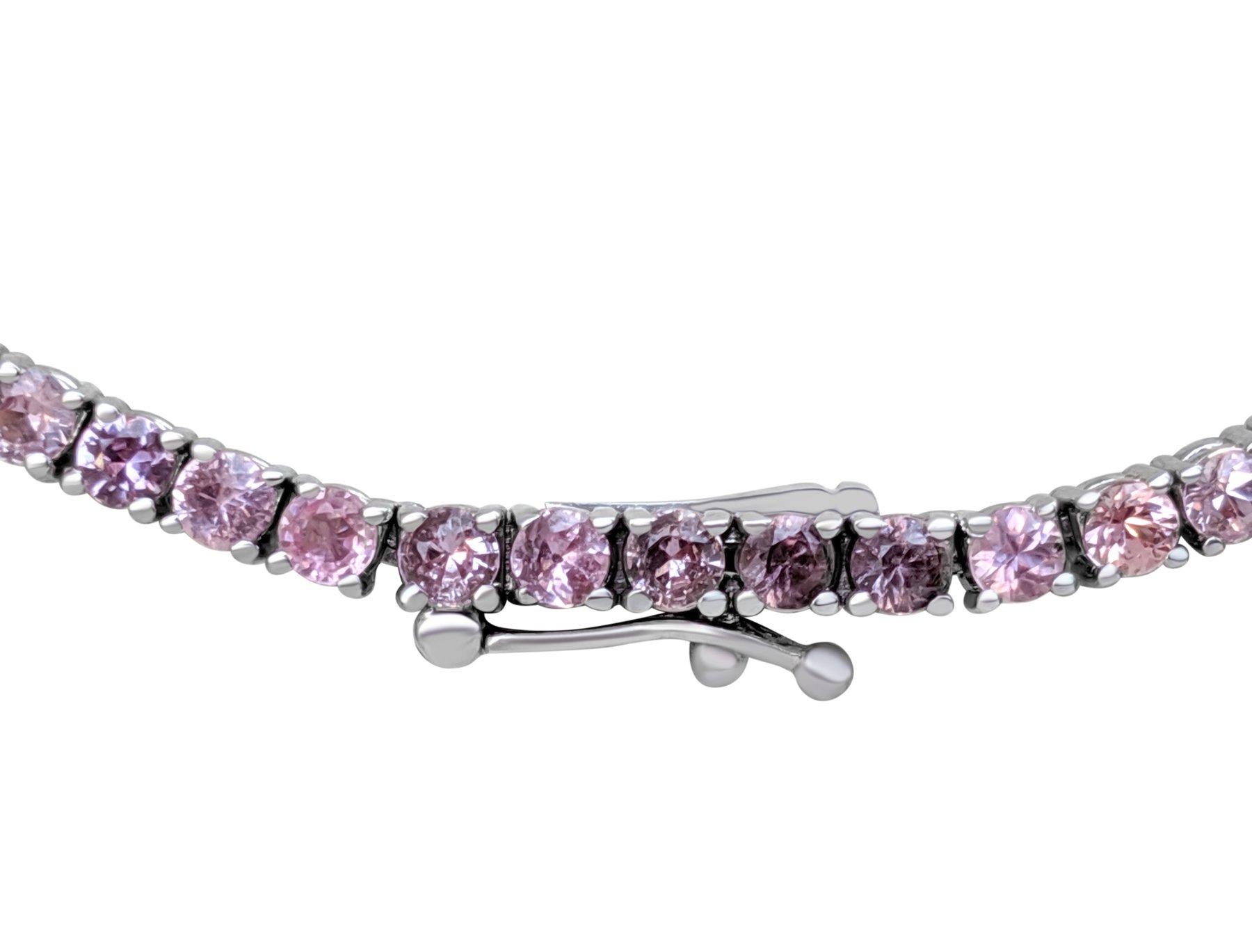NO RESERVE!  10.51ct Pink Sapphire - 14K White Gold - Necklace In New Condition For Sale In Ramat Gan, IL