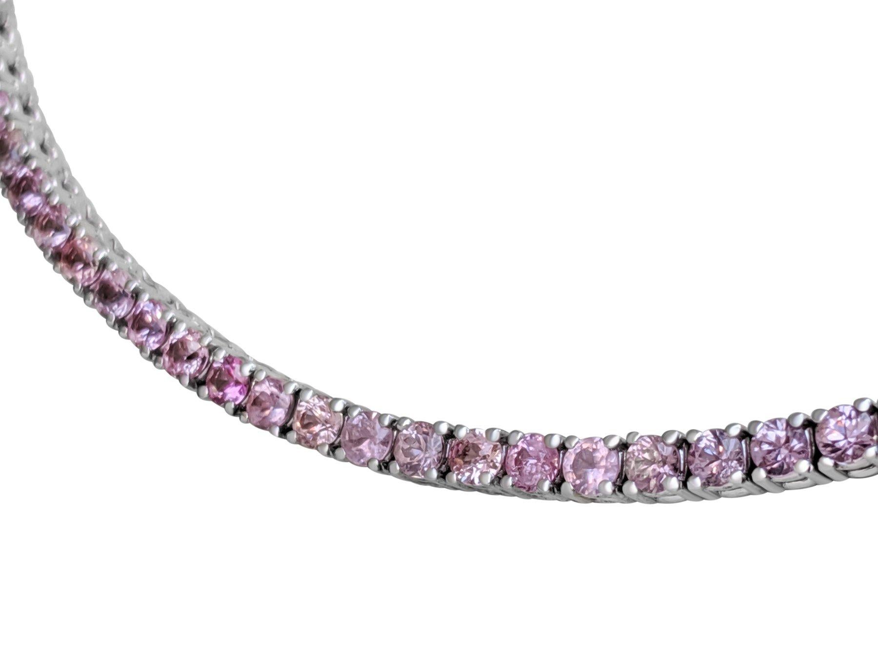 Women's NO RESERVE!  10.51ct Pink Sapphire - 14K White Gold - Necklace For Sale