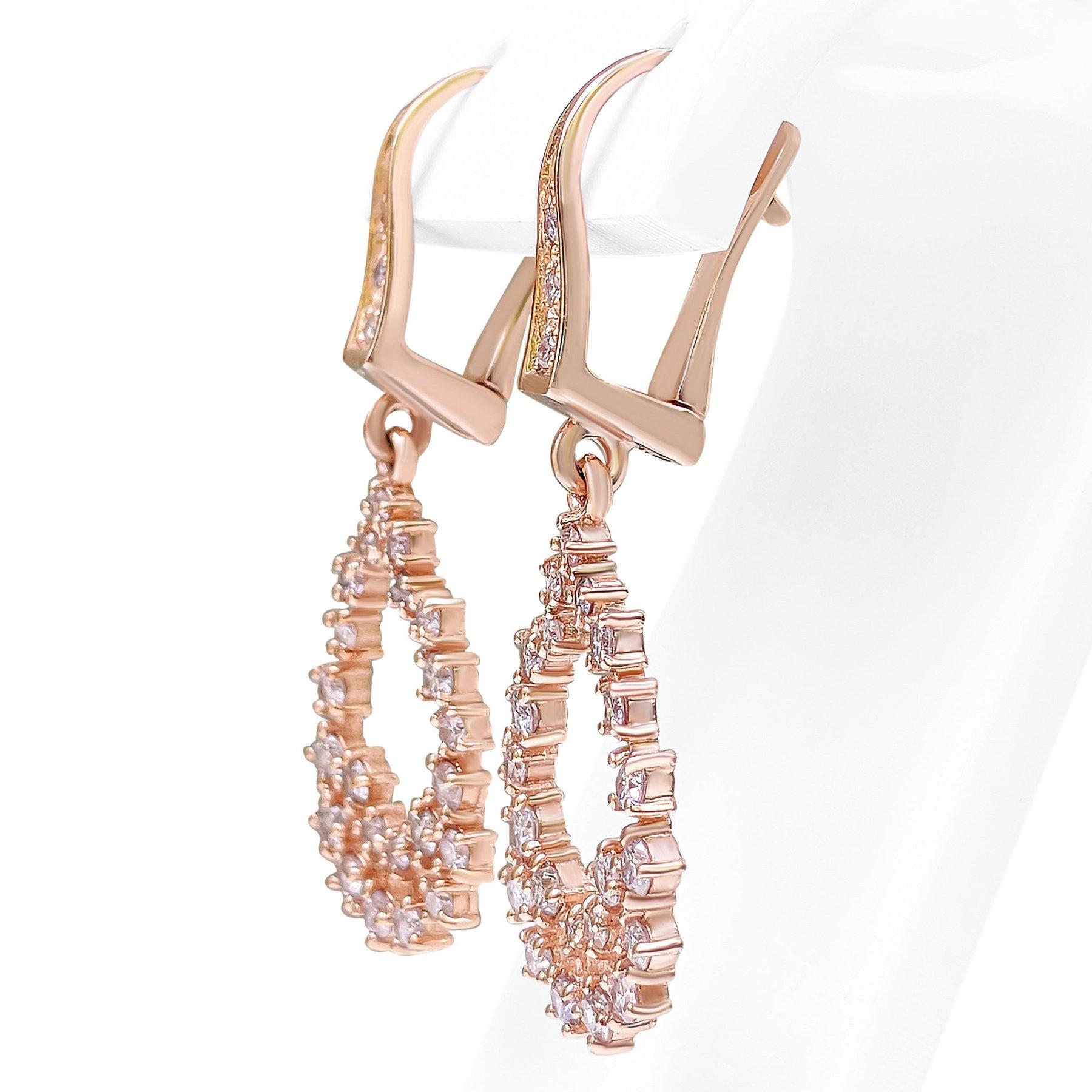 Women's NO RESERVE! 1.05Cttw Fancy Pink Diamonds - 14 kt. Rose gold - Earrings For Sale