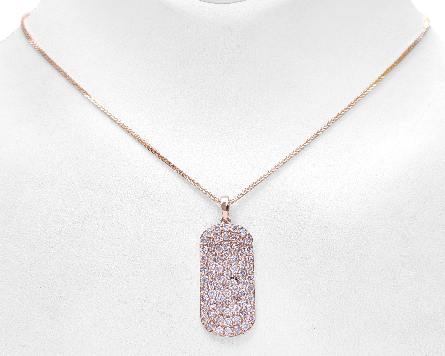 Art Deco NO RESERVE! 1.10 Ct Fancy Pink Diamond 14 kt. Rose Gold Pendant Necklace