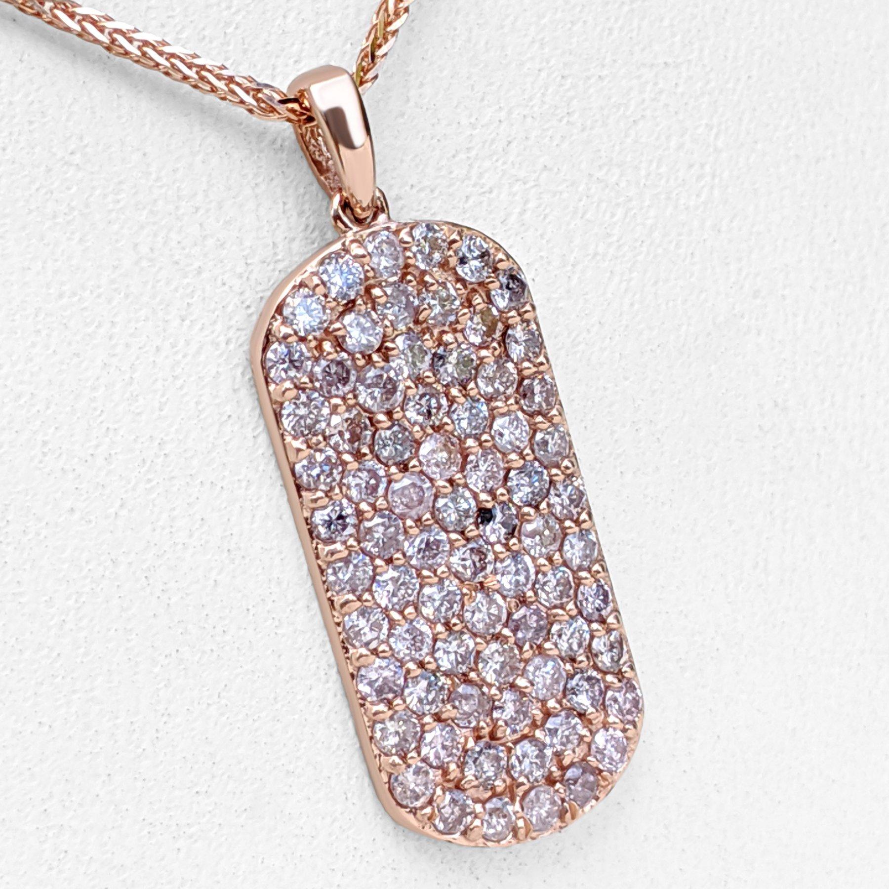 Round Cut NO RESERVE! 1.10 Ct Fancy Pink Diamond 14 kt. Rose Gold Pendant Necklace