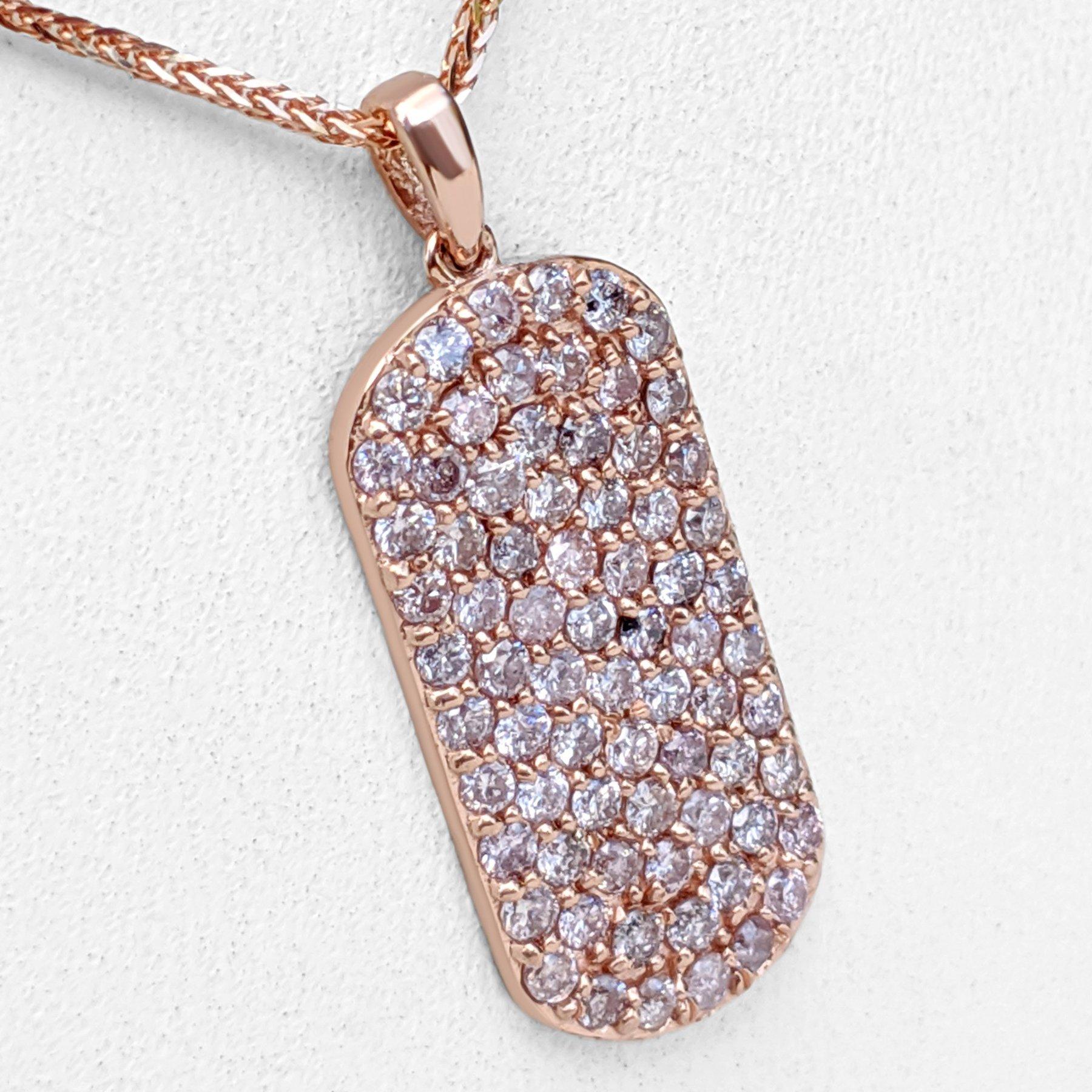 NO RESERVE! 1.10 Ct Fancy Pink Diamond 14 kt. Rose Gold Pendant Necklace In New Condition In Ramat Gan, IL