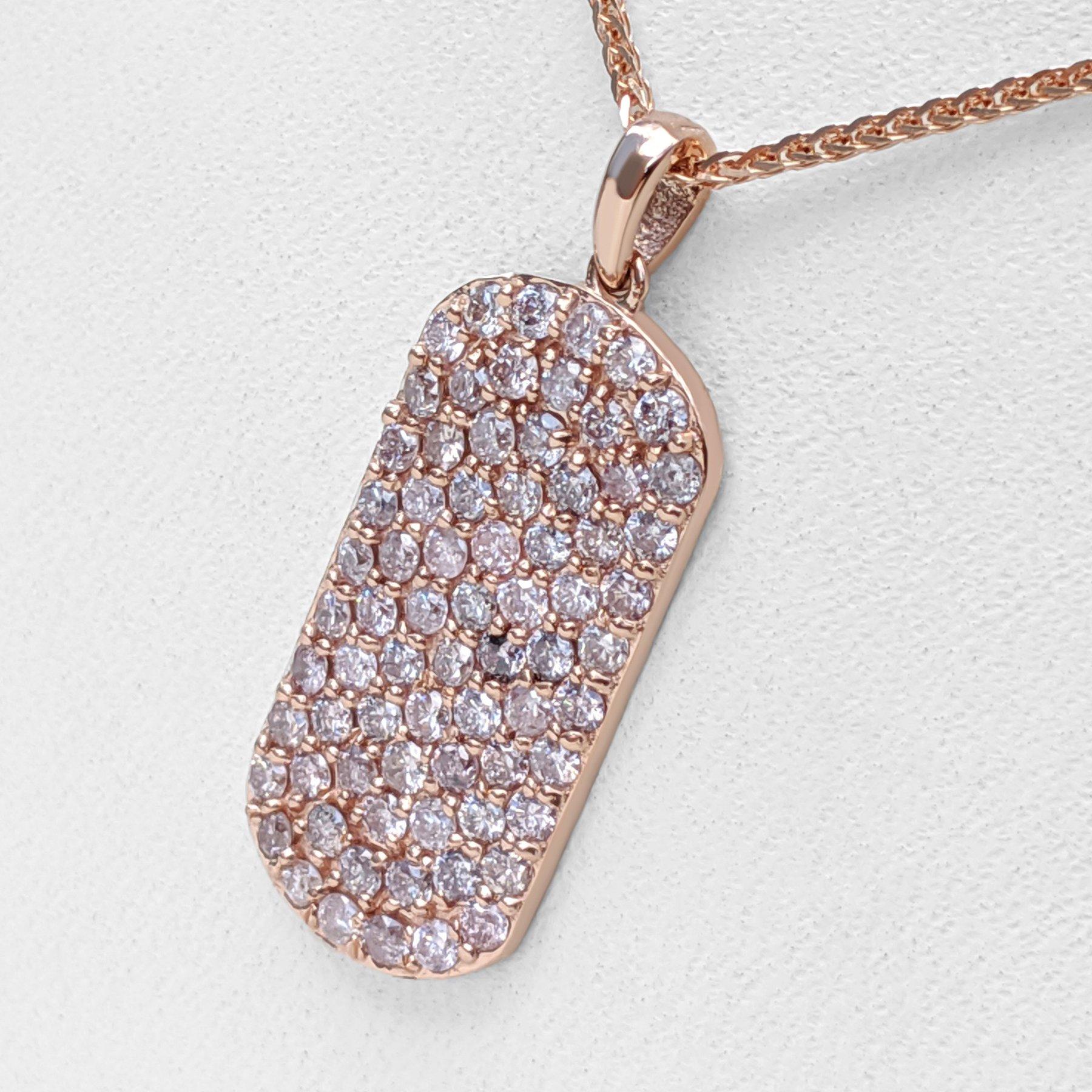 Women's NO RESERVE! 1.10 Ct Fancy Pink Diamond 14 kt. Rose Gold Pendant Necklace