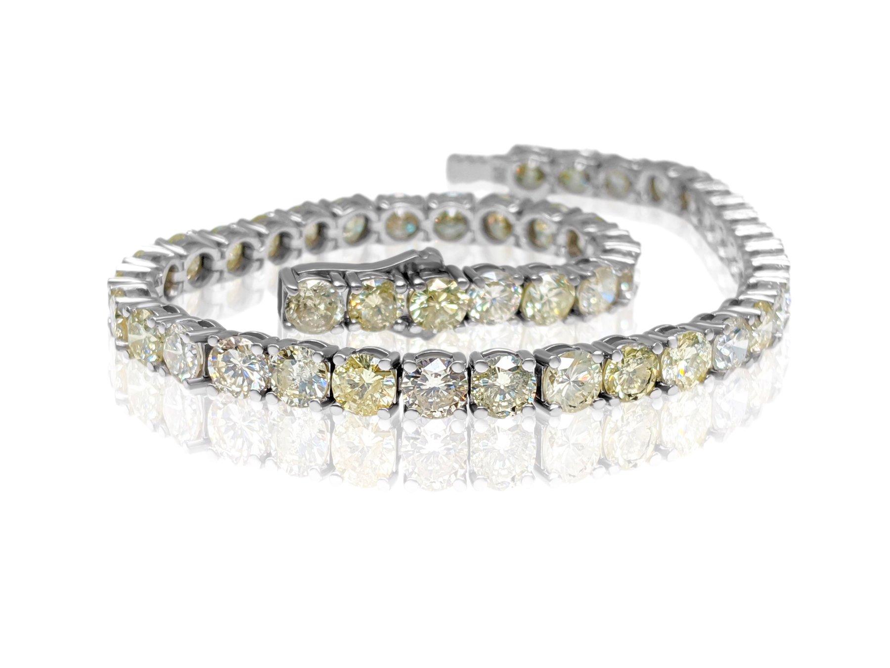 KEINE RESERVE!  -  11,00 Karat Ausgefallenes Diamant-Tennis-Armband aus 14K Weißgold (Art déco) im Angebot