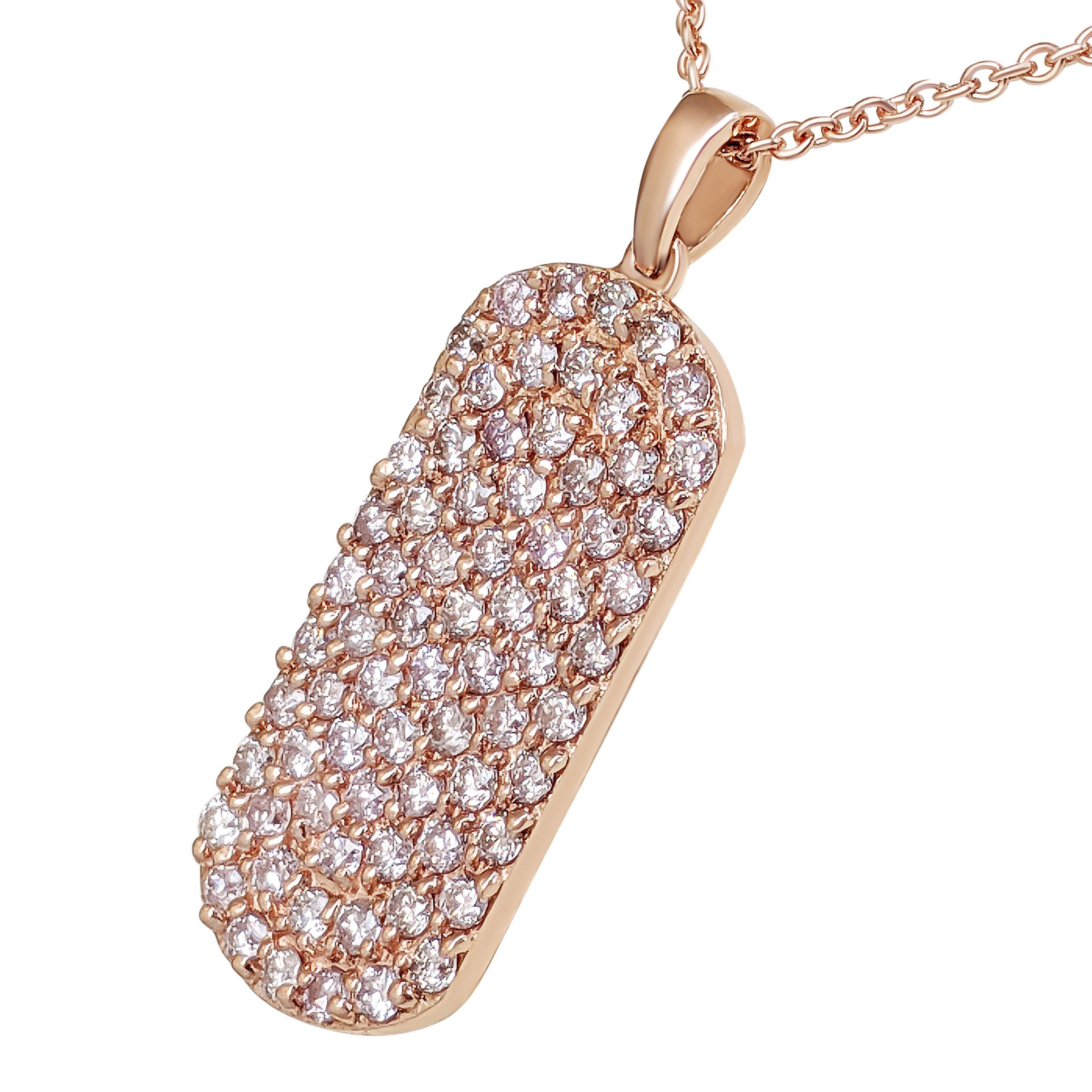 Art Deco NO RESERVE! 1.10Ct Fancy Pink Diamond 14 kt. Gold Pendant Necklace For Sale