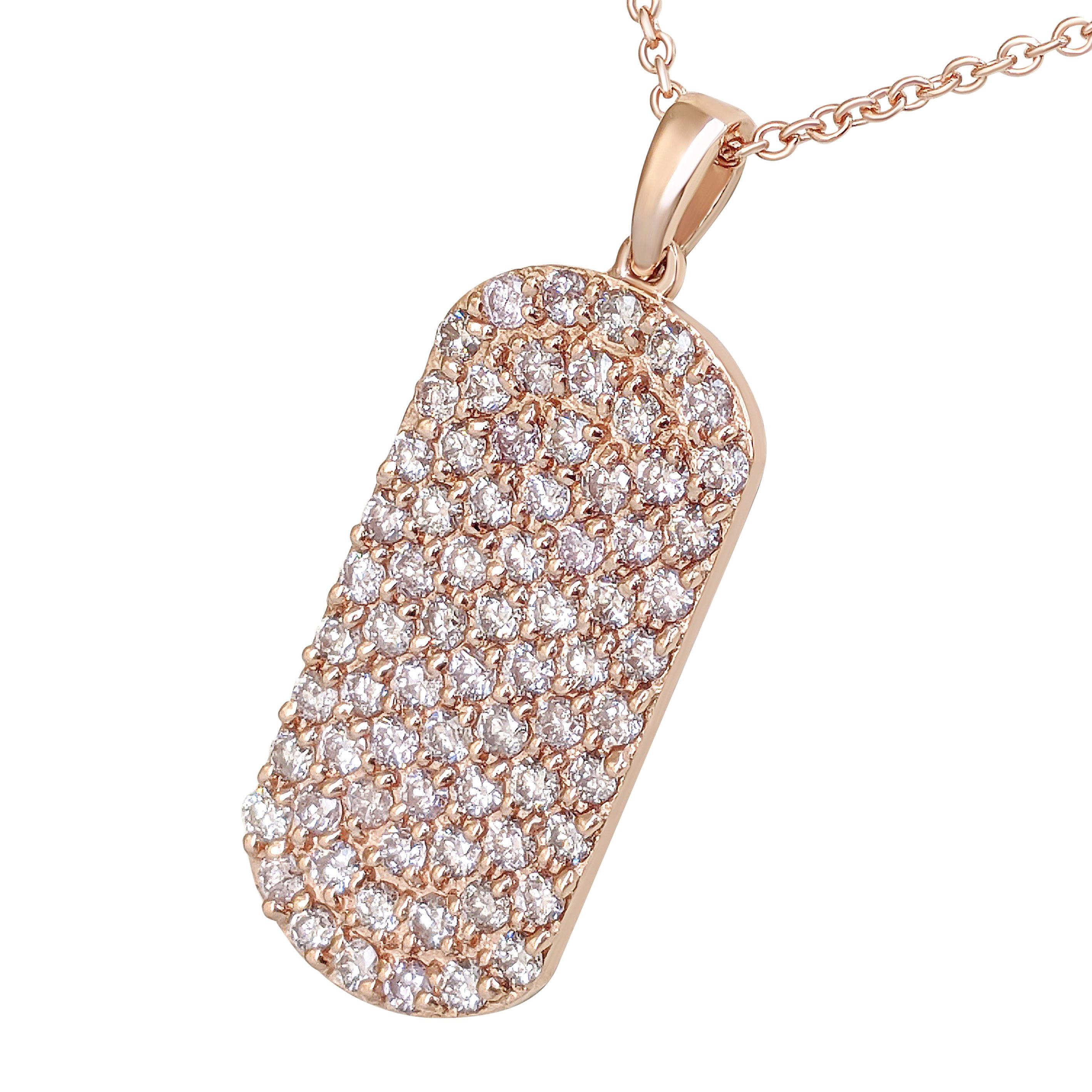 Round Cut NO RESERVE! 1.10Ct Fancy Pink Diamond 14 kt. Gold Pendant Necklace For Sale