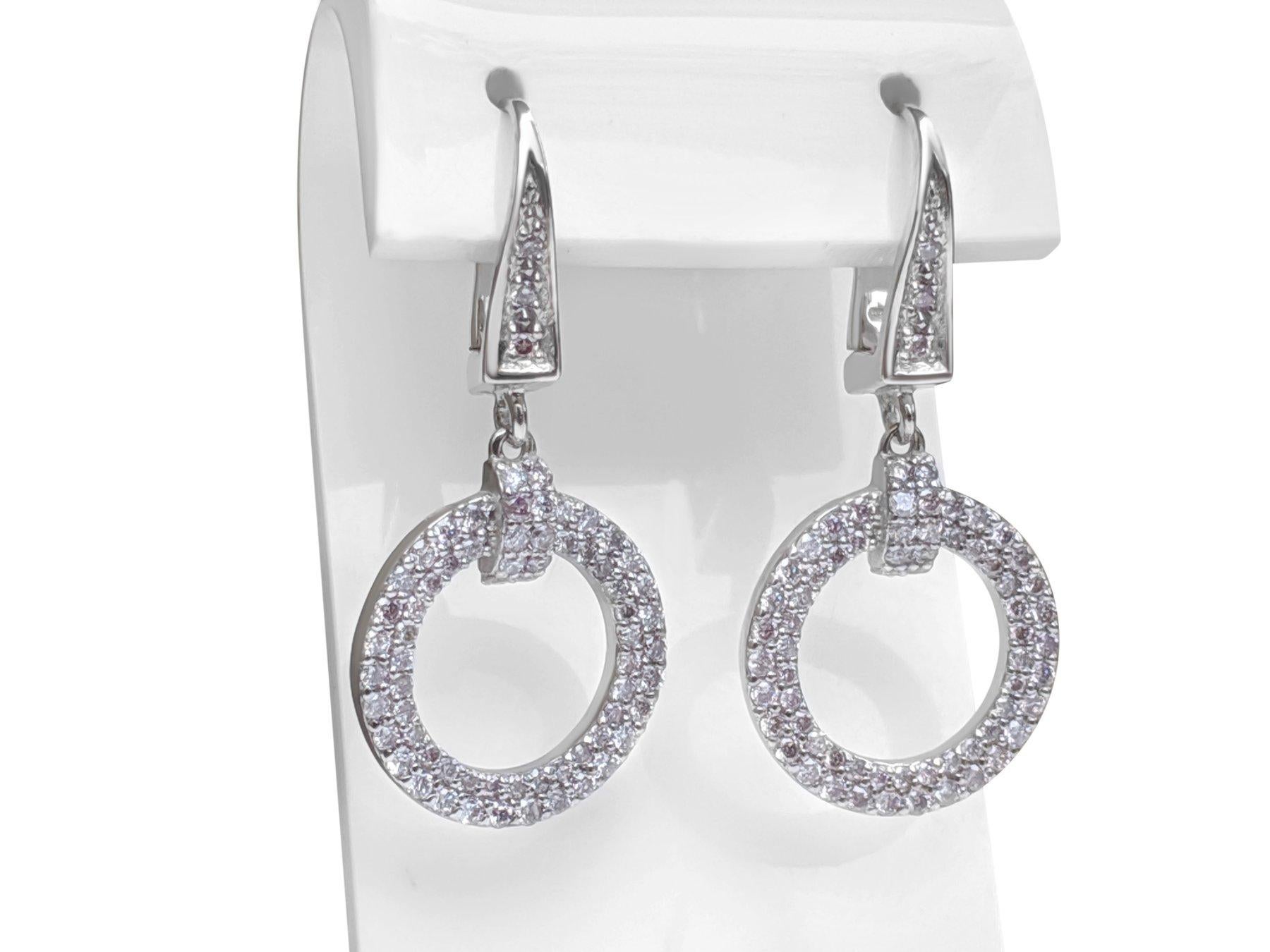NO RESERVE! 1.10Cttw Fancy Pink Diamond - 14kt gold - White gold Earrings In New Condition In Ramat Gan, IL