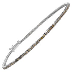 NO RESERVE! 1.12 Carat Fancy Diamond Tennis 14K White Gold Bracelet