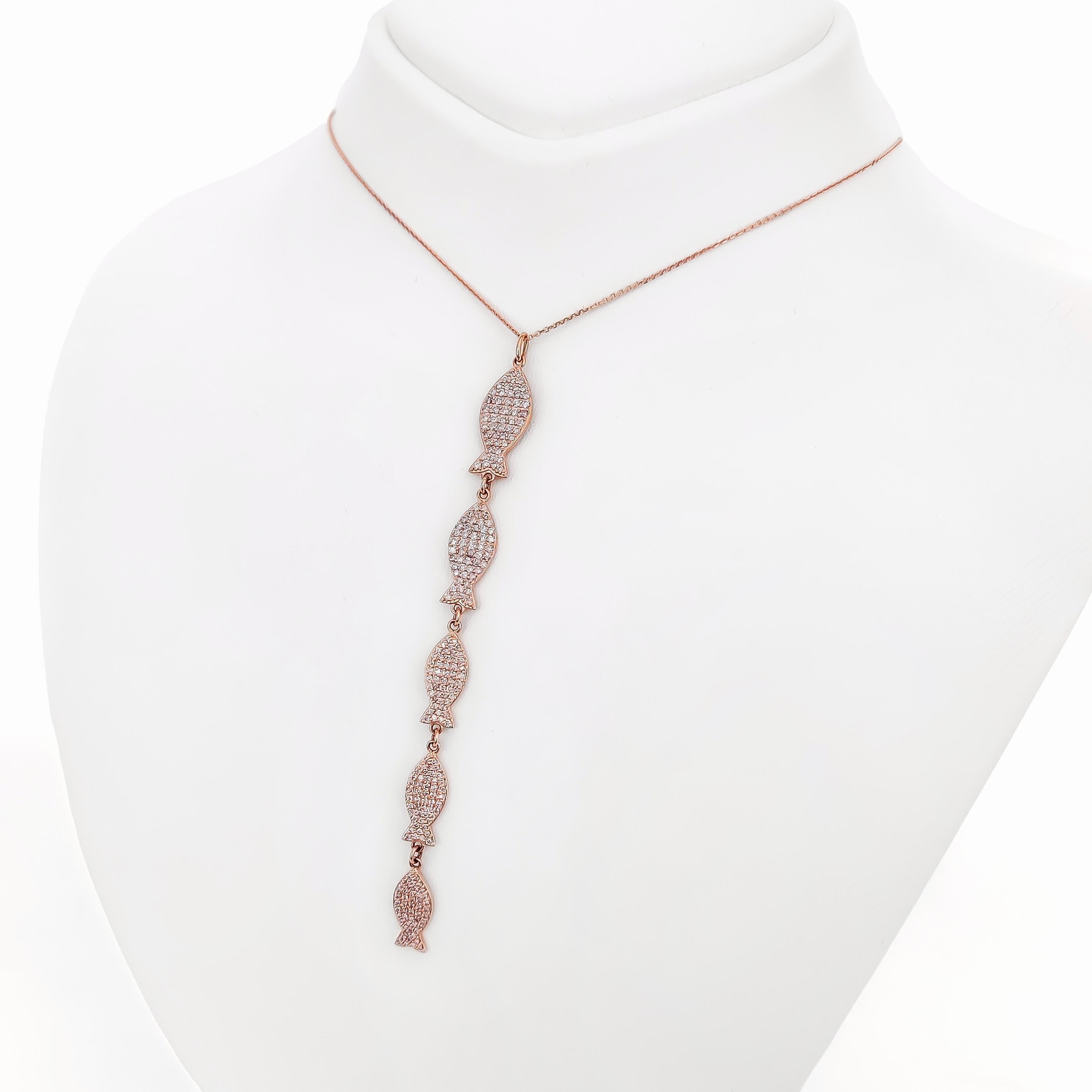 Art Deco 1.13ct Fancy Pink Diamond 14k Rose Gold Pendant Neckalce For Sale