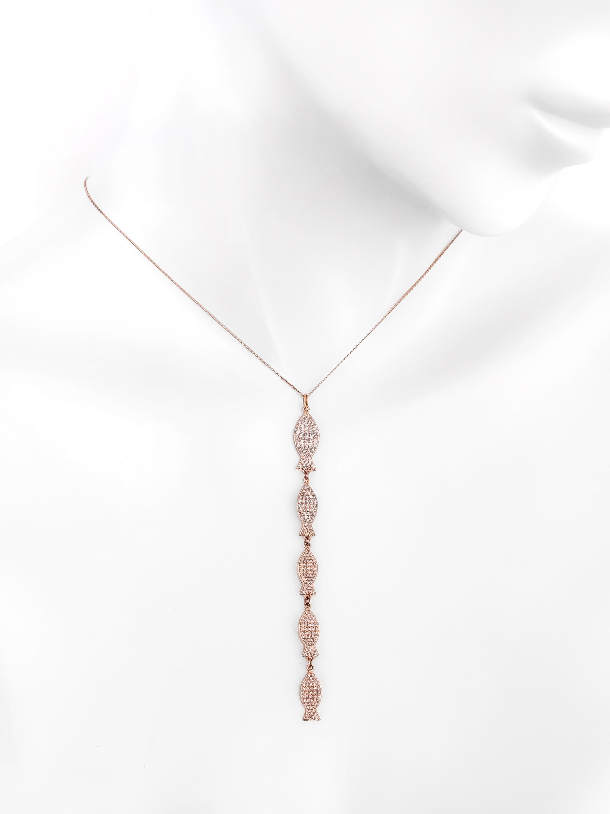 1.13ct Fancy Pink Diamond 14k Rose Gold Pendant Neckalce In New Condition For Sale In Ramat Gan, IL