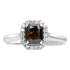 No Reserve, 1.14cttw Fancy Diamond Halo, 14 Karat, White Gold Ring