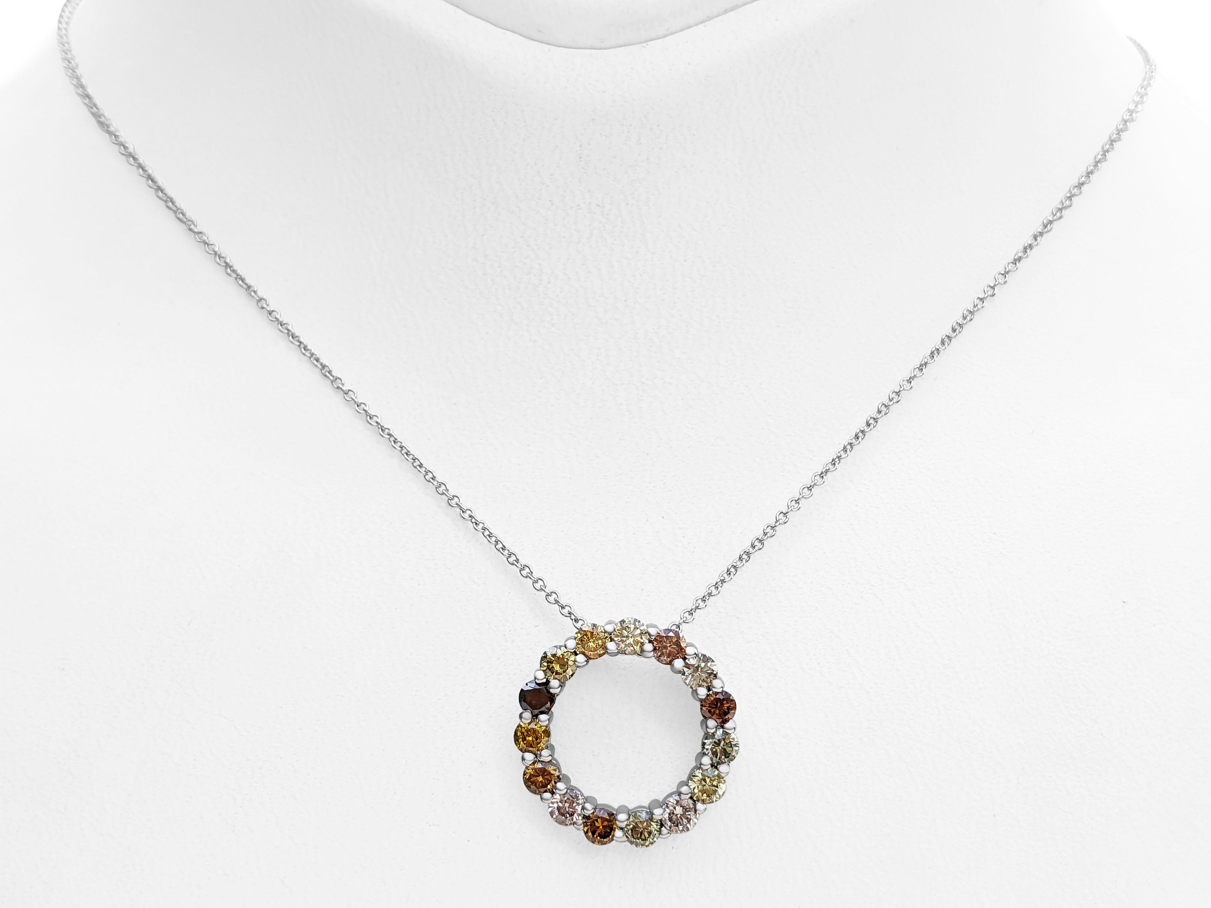 Women's $1 No Reserve! 1.16 Cttw Fancy Color Diamonds, 14k White Gold Necklace
