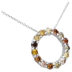 $1 No Reserve! 1.16 Cttw Fancy Color Diamonds, 14k White Gold Necklace