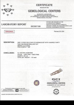 NESSUNA RISERVA! 1.20 Cttw Fancy Pink Diamond - Oro 14 carati - Oro rosa - Orecchini