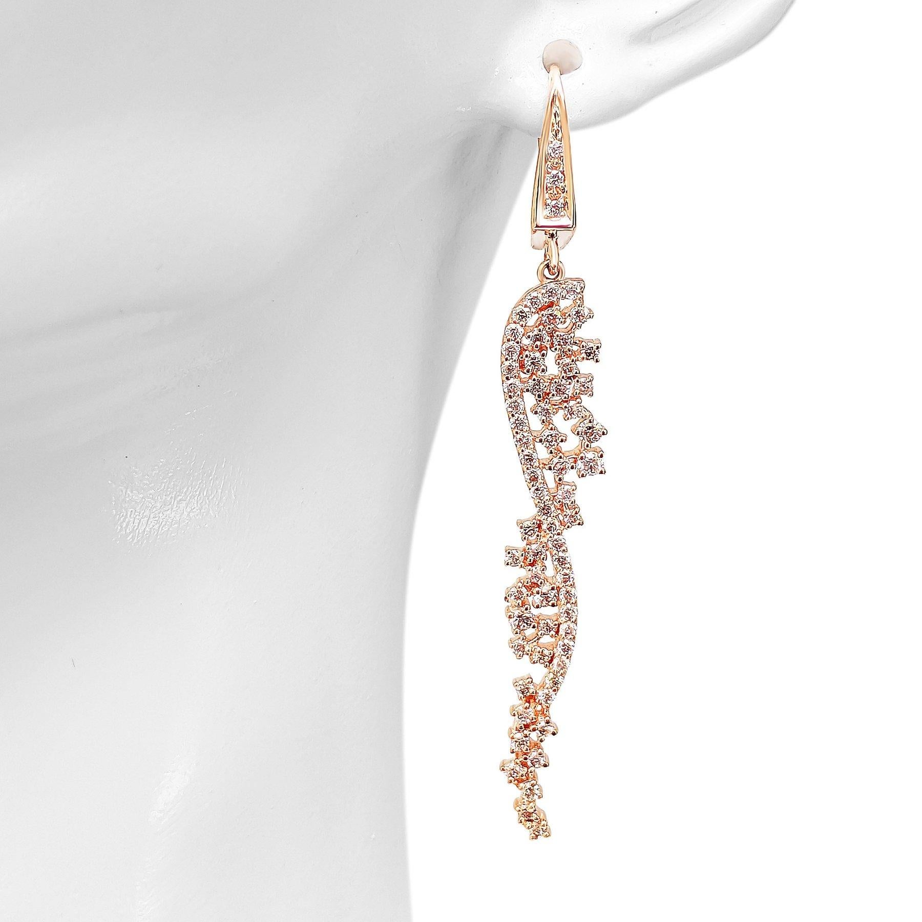 NO RESERVE! 1.20 Cttw Fancy Pink Diamond - 14kt gold - Rose gold - Earrings In New Condition For Sale In Ramat Gan, IL