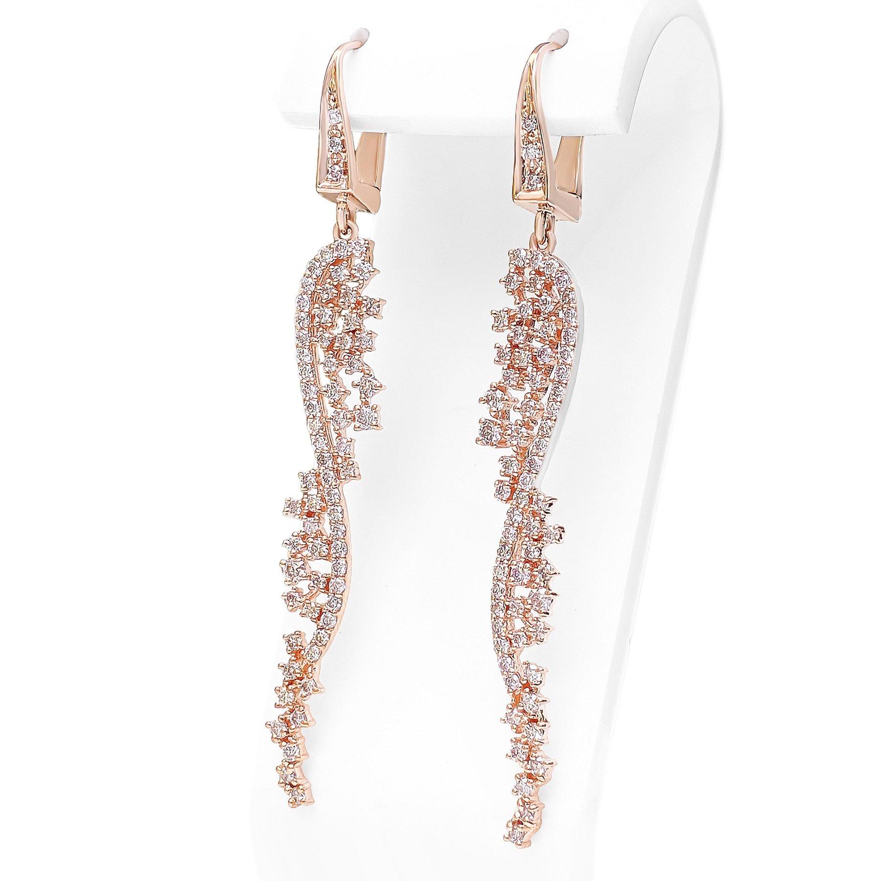 Women's NO RESERVE! 1.20 Cttw Fancy Pink Diamond - 14kt gold - Rose gold - Earrings