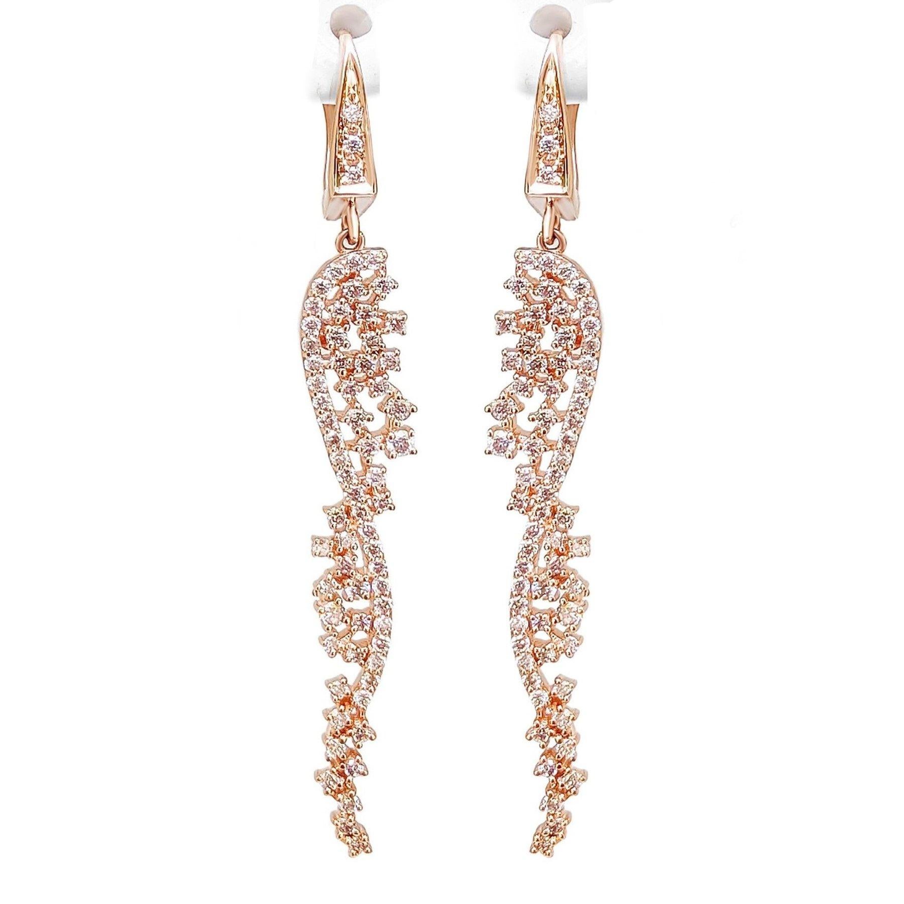 NO RESERVE! 1.20 Cttw Fancy Pink Diamond - 14kt gold - Rose gold - Earrings For Sale 1