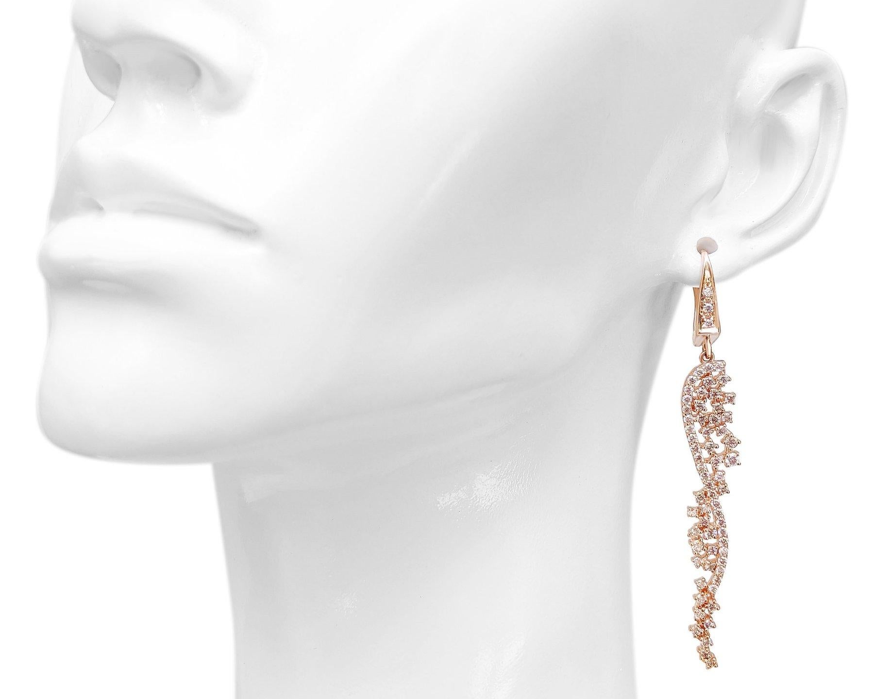 NO RESERVE! 1.20 Cttw Fancy Pink Diamond - 14kt gold - Rose gold - Earrings 2