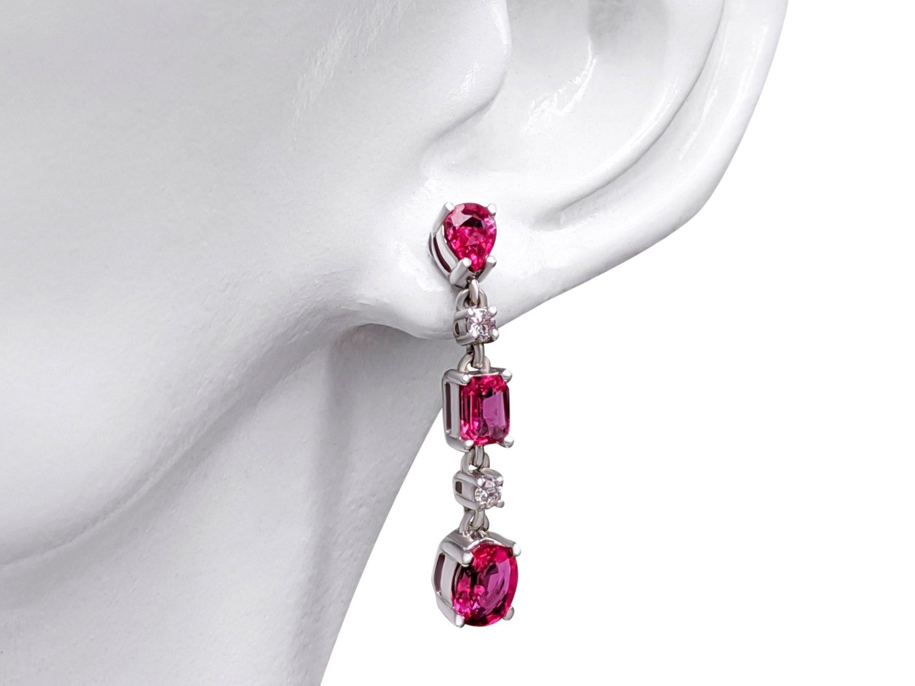 NO RESERVE! 1.21Ct Ruby & 0.08Ct Fancy Pink 14kt Whitte gold Earrings In New Condition For Sale In Ramat Gan, IL