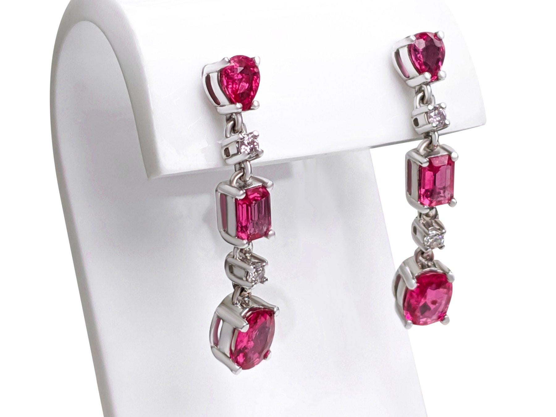 $1 NO RESERVE! 1.21Ct Ruby & 0.08Ct Fancy Pink 14kt White Gold Earrings 1