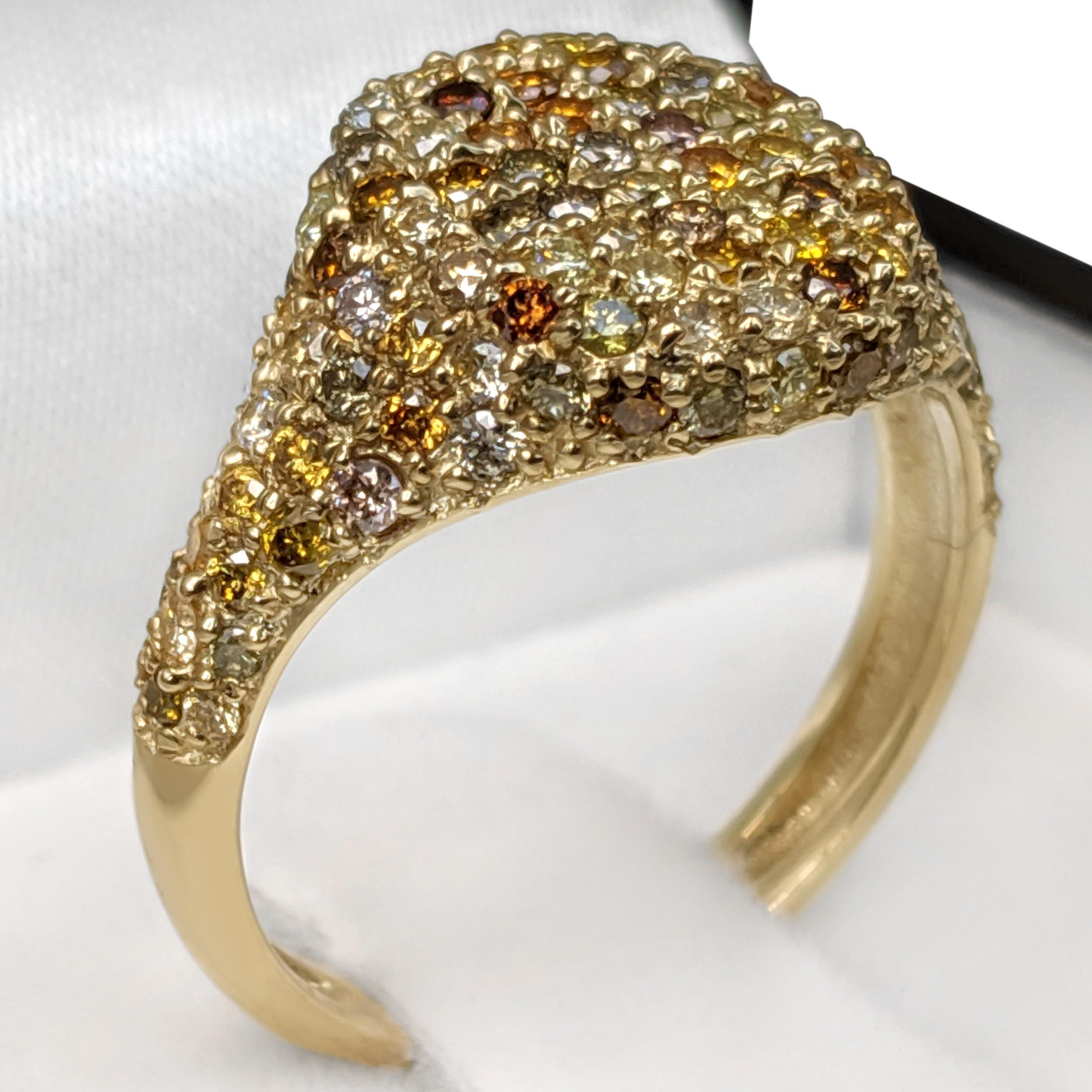 Art Deco NO RESERVE!  1.24 Carat Fancy Diamond Dome - 14 kt. Gold - Ring