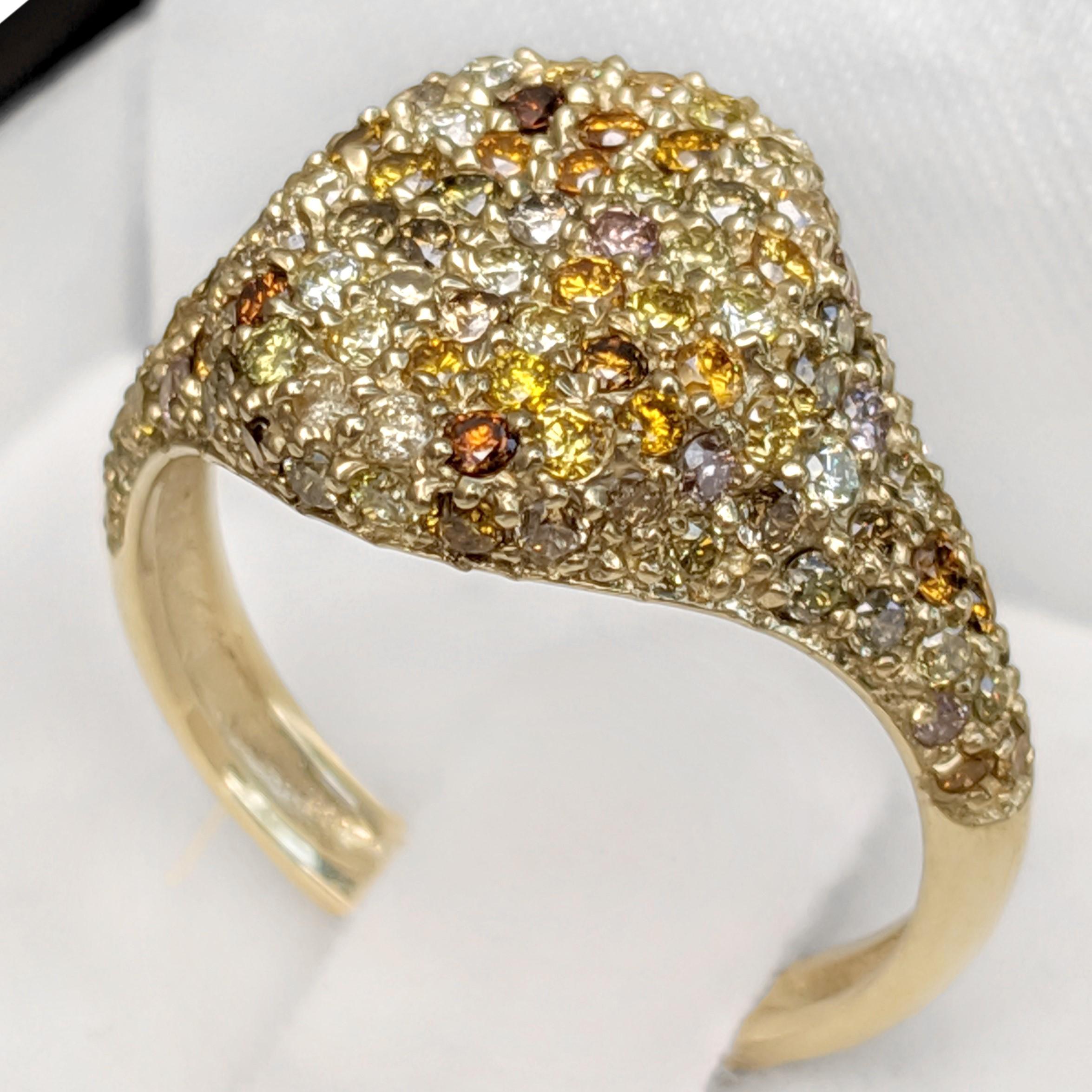 NO RESERVE!  1.24 Carat Fancy Diamond Dome - 14 kt. Gold - Ring In New Condition In Ramat Gan, IL