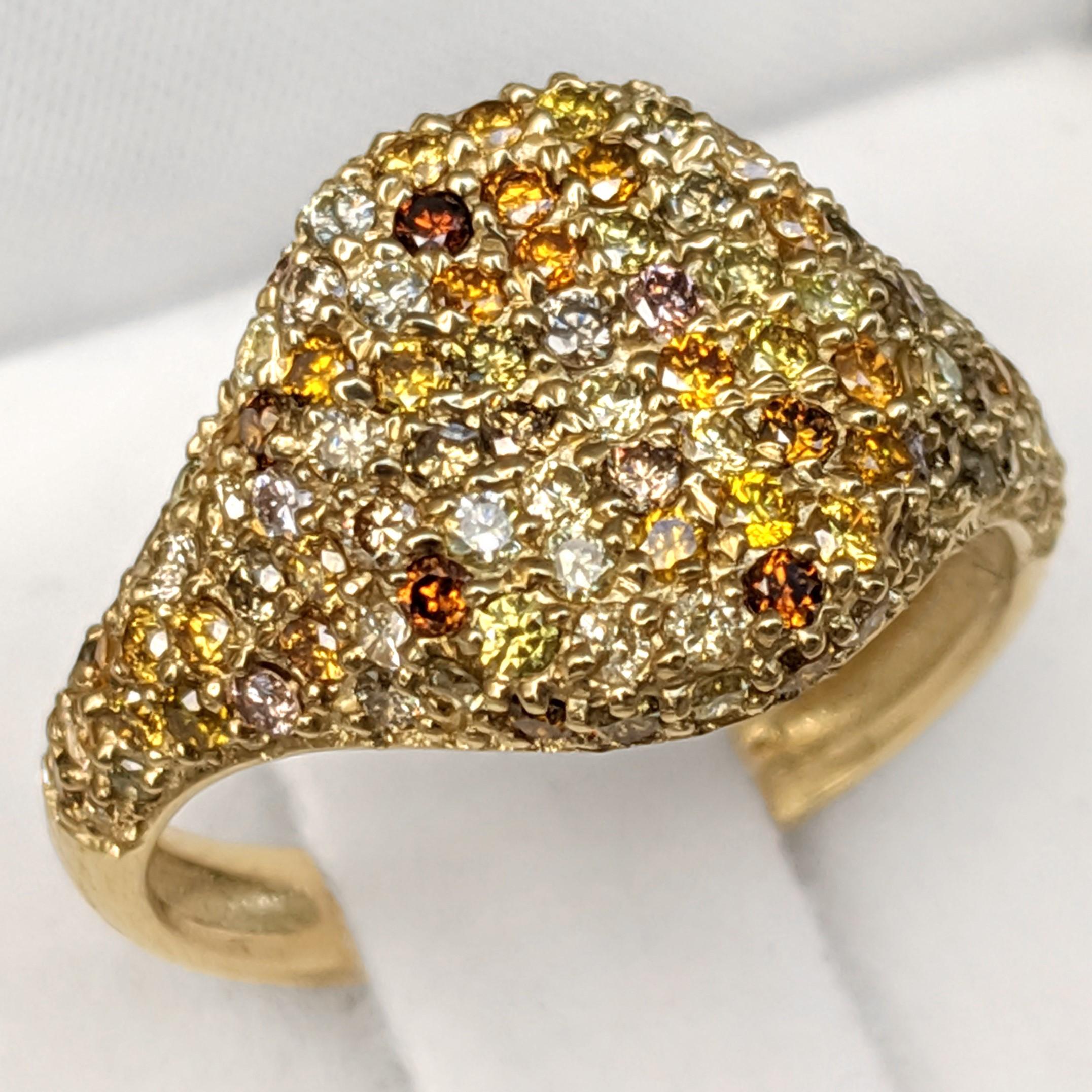 NO RESERVE!  1.24 Carat Fancy Diamond Dome - 14 kt. Gold - Ring 1