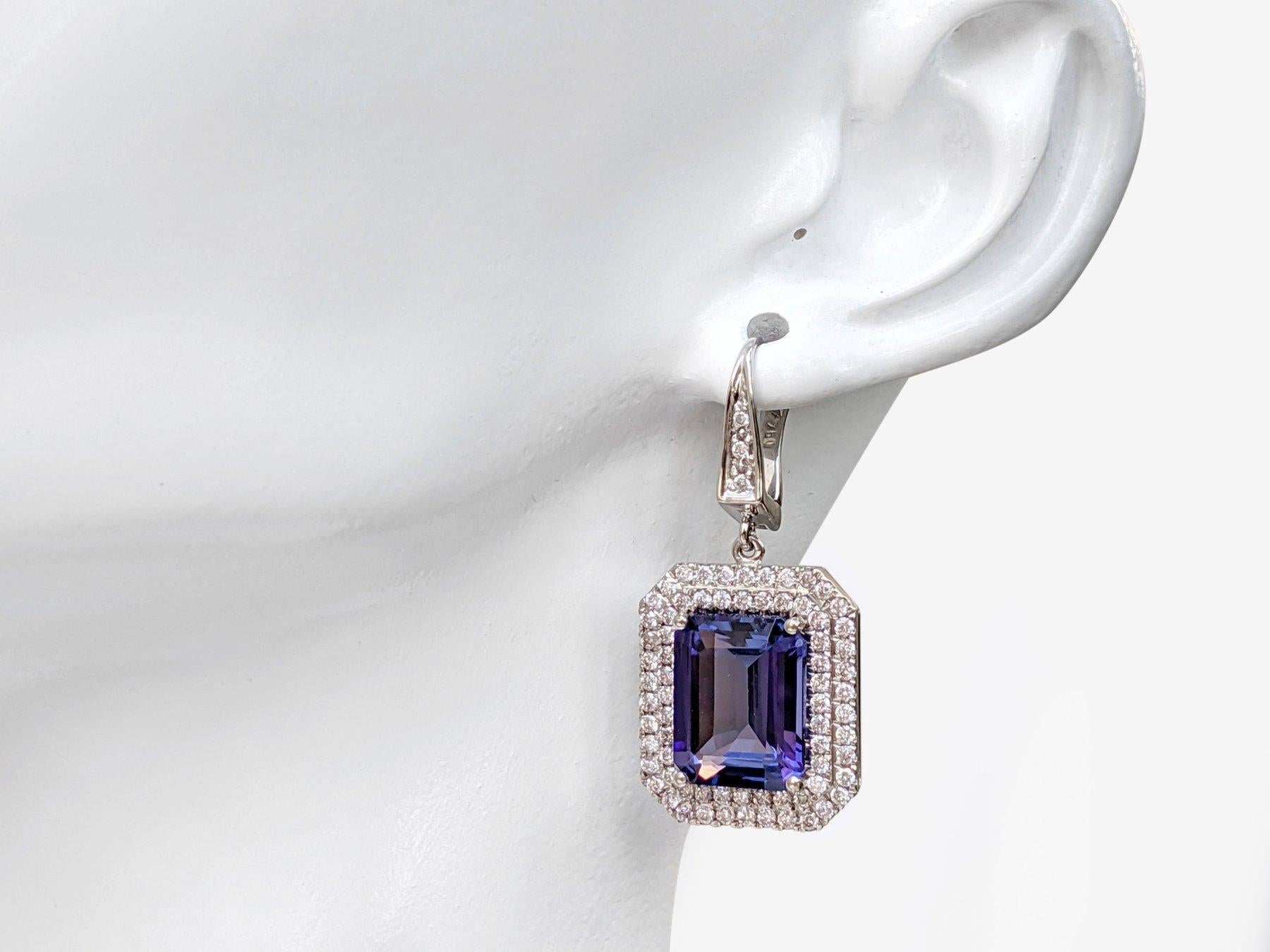 NO RESERVE!  12.43cttw Tanzanite & 1.10Ct Diamonds - 14k White Gold Earrings In New Condition In Ramat Gan, IL