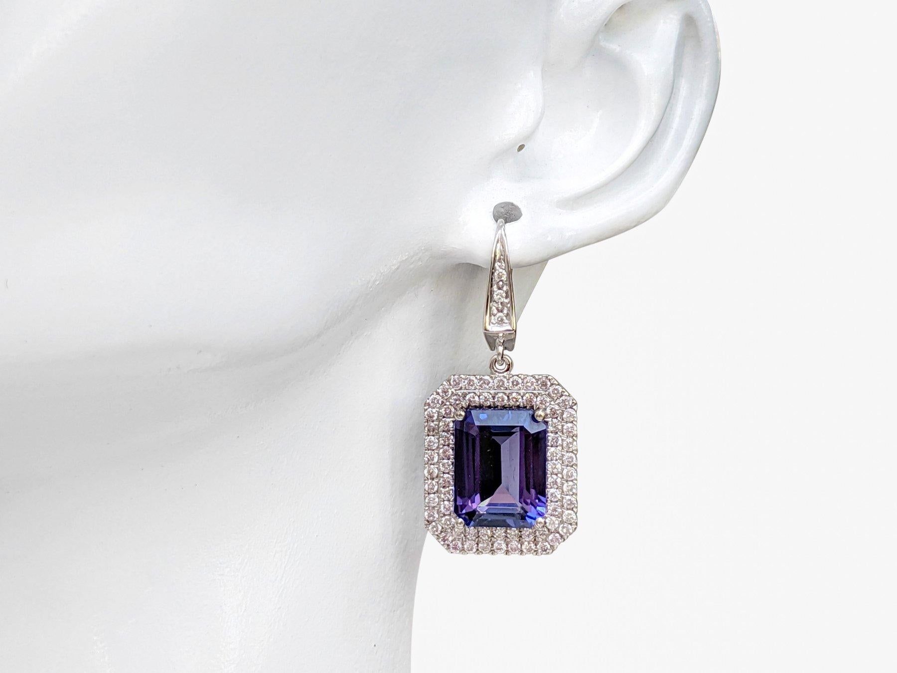 NO RESERVE!  12.43cttw Tanzanite & 1.10Ct Diamonds - 14k White Gold Earrings For Sale 2