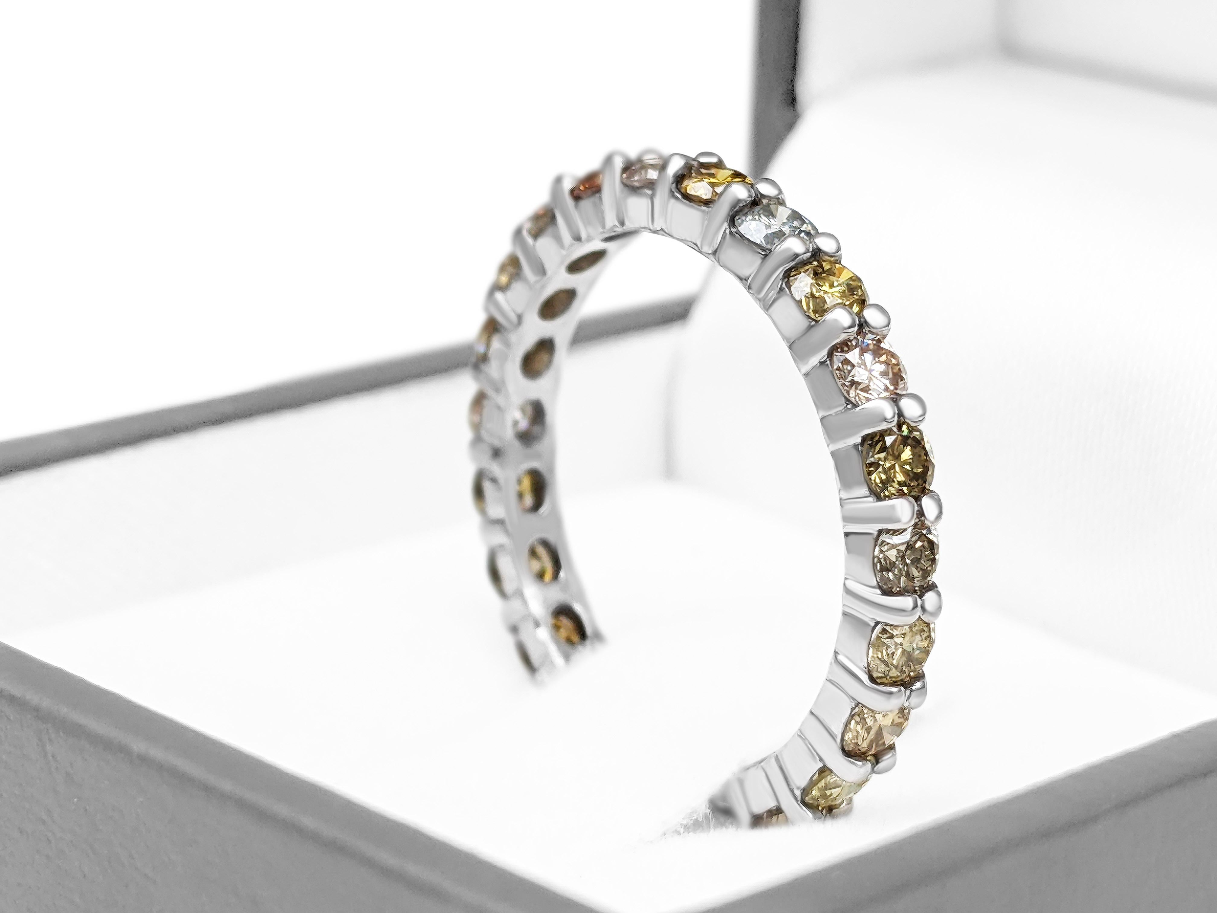 Art Deco No Reserve, 1.25 Carat Fancy Diamonds 3/4 Eternity Band, 14k White Gold Ring