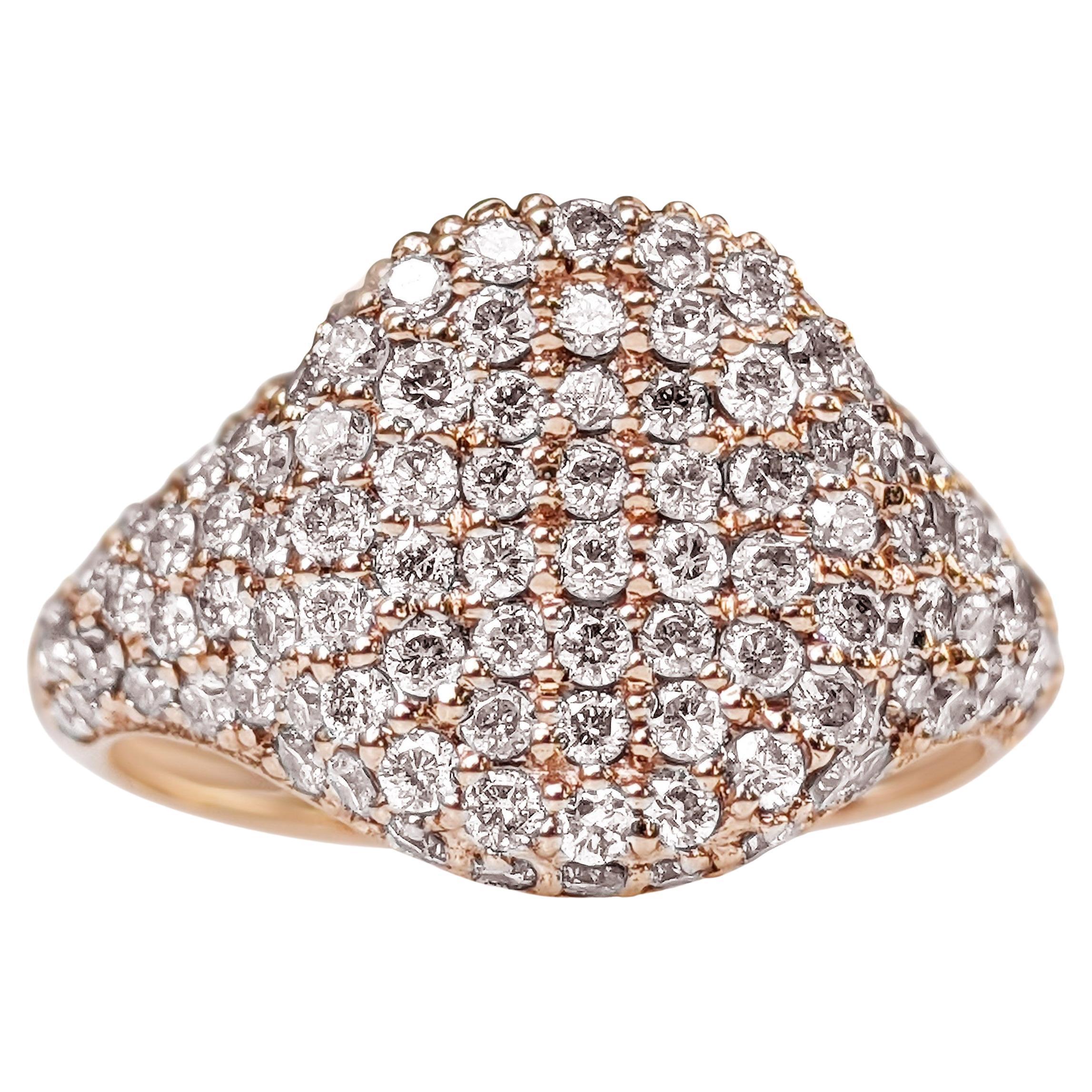 PAS DE RÉSERVE ! Dôme en diamant rose de 1,25 carat - 14 kt. Bague en or rose en vente