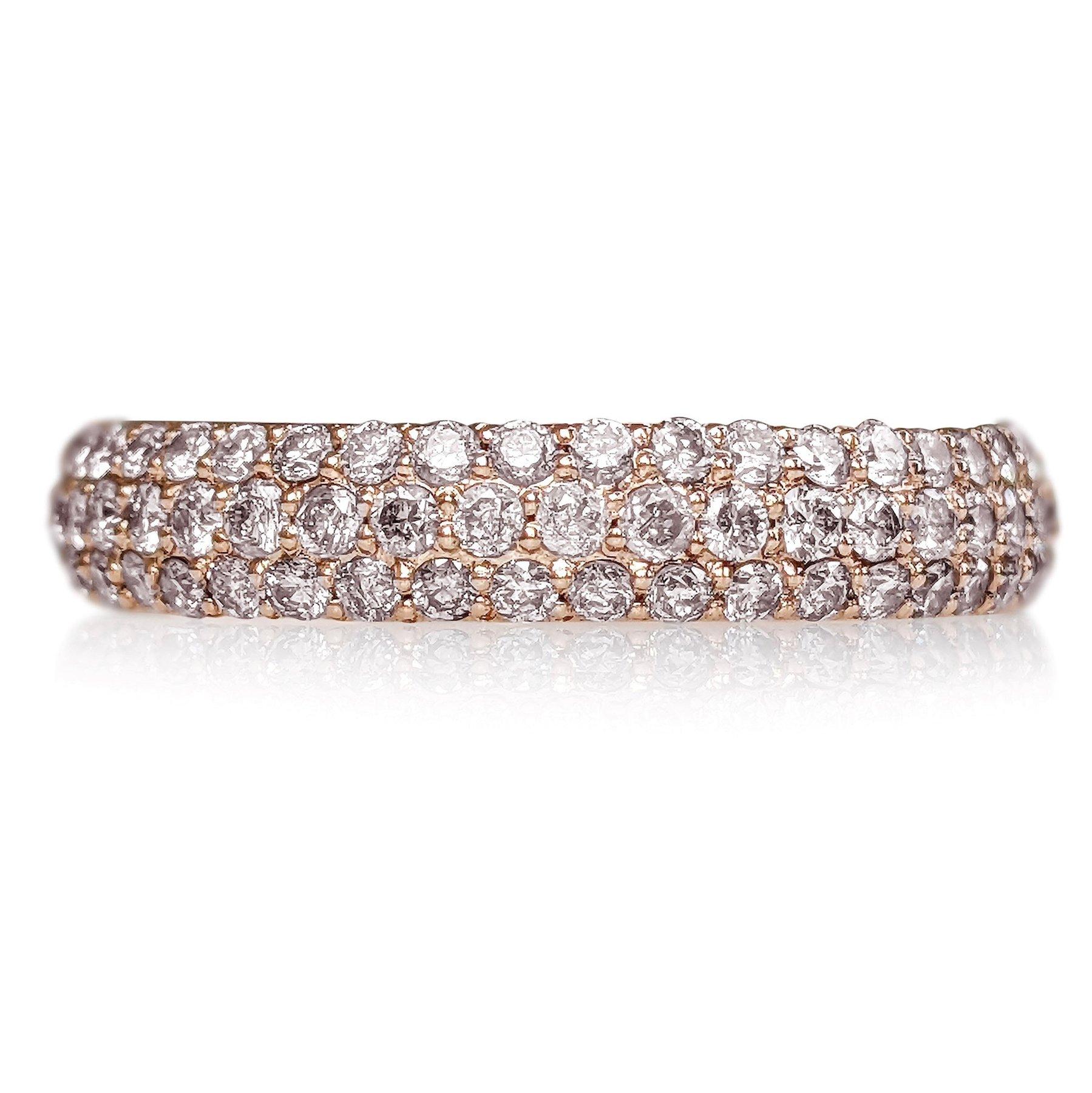 Art Deco NO RESERVE! 1.25 Ct Fancy Pink Diamonds Eternity Band 14 kt. Pink gold Ring