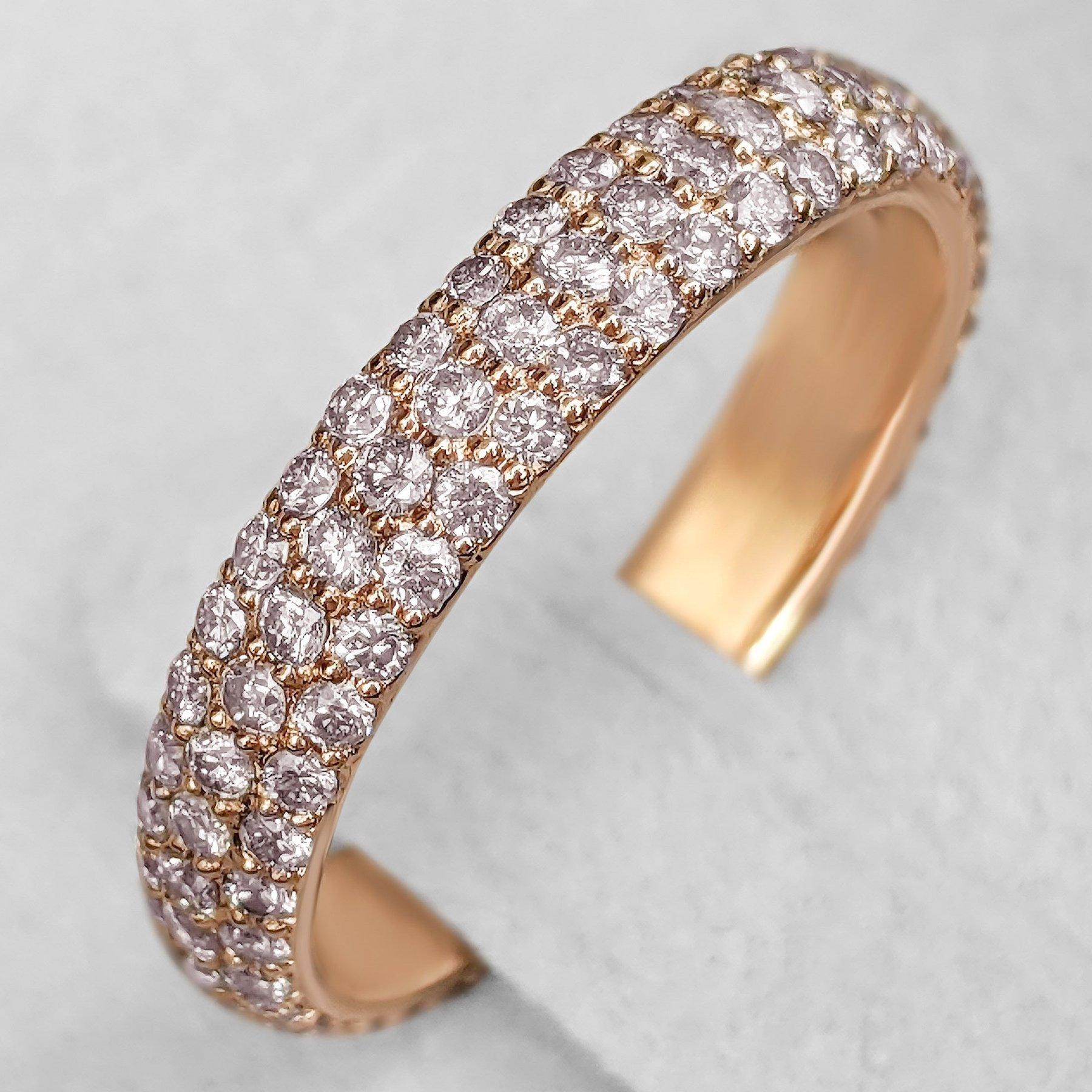Women's NO RESERVE! 1.25 Ct Fancy Pink Diamonds Eternity Band 14 kt. Pink gold Ring