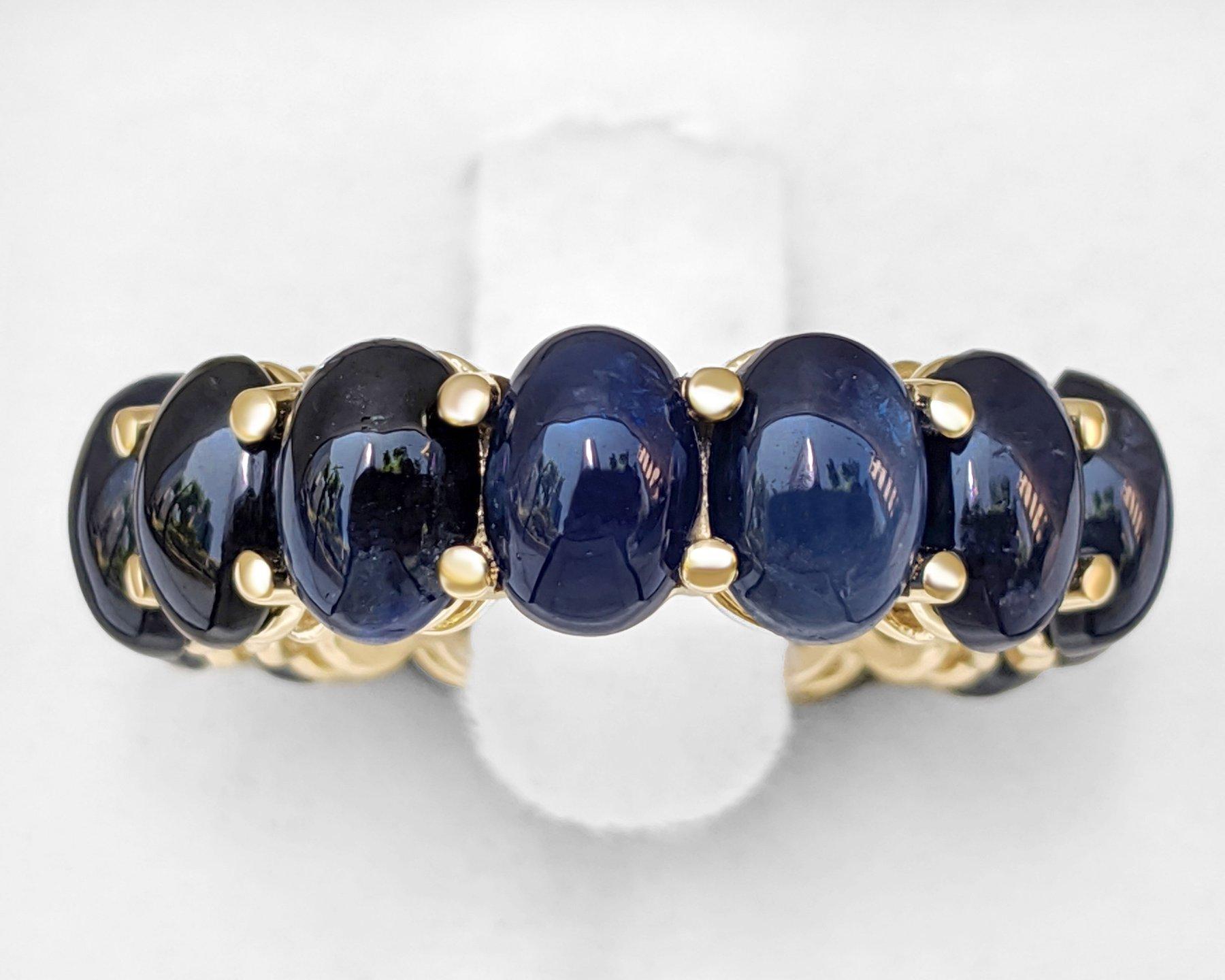 Women's NO RESERVE! 13.07 Carat Sapphire Eternity Band - 14 kt. Yellow Gold - Ring For Sale