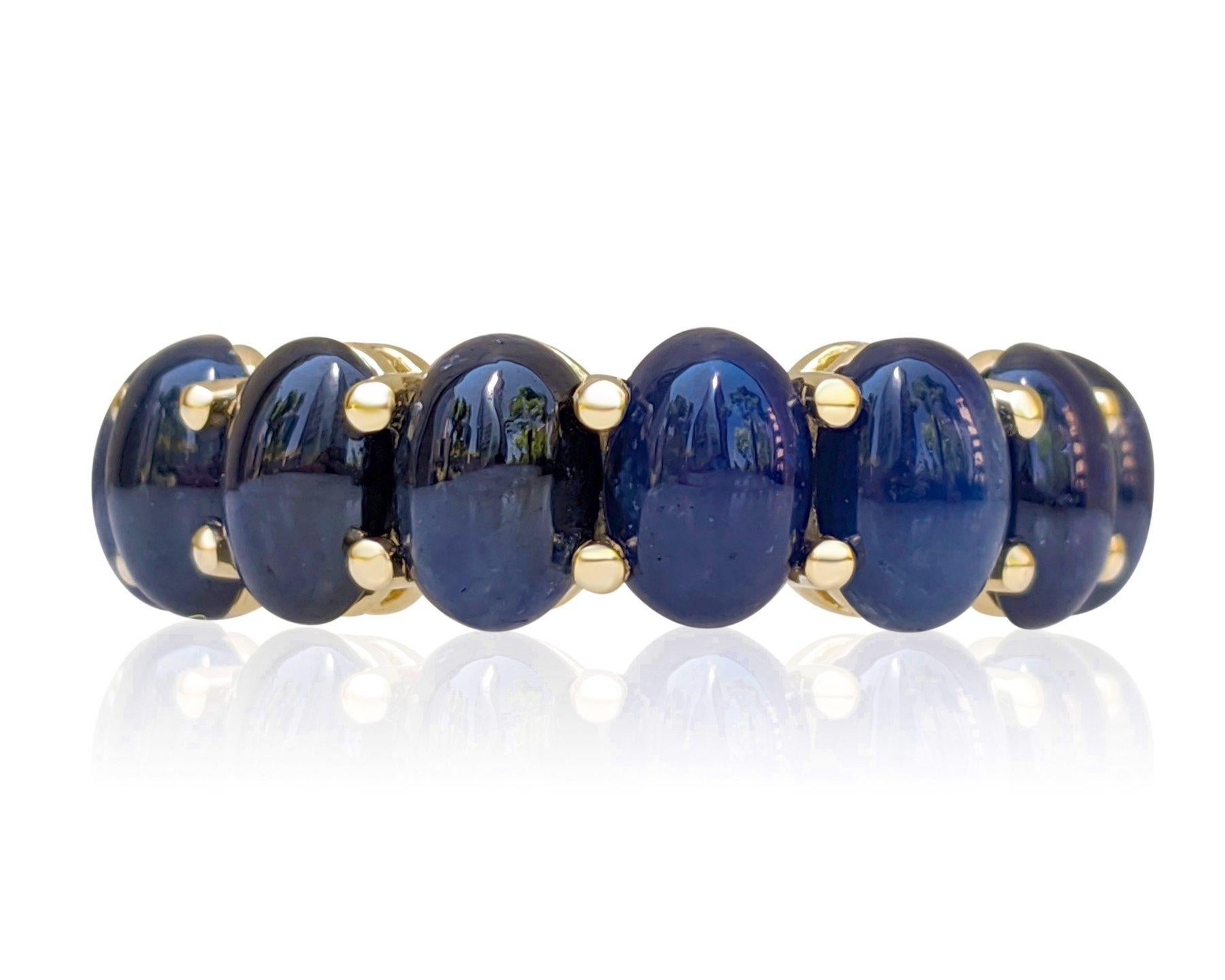 NO RESERVE! 13.07 Carat Sapphire Eternity Band - 14 kt. Yellow Gold - Ring For Sale 1