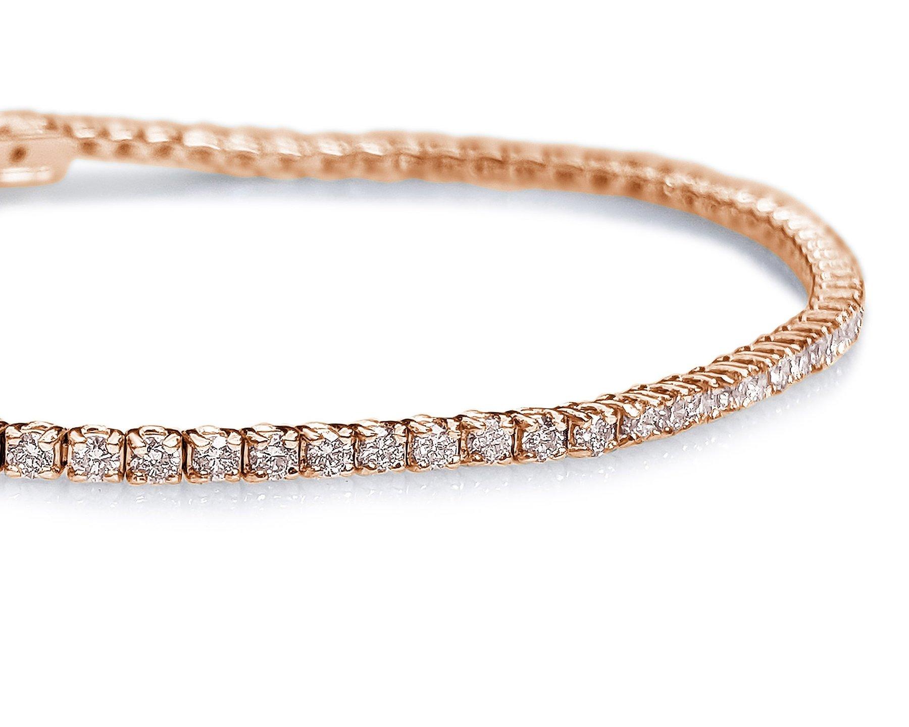 Art Deco $1 NO RESERVE! 1.31Ct Fancy Light Pink Diamond Tennis 14K Pink Gold Bracelet For Sale