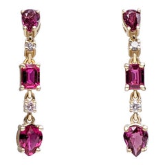 NO RESERVE! 1.32cttw NO HEAT Ruby 
0.08Ct Diamonds 14K Yellow Gold Earrings